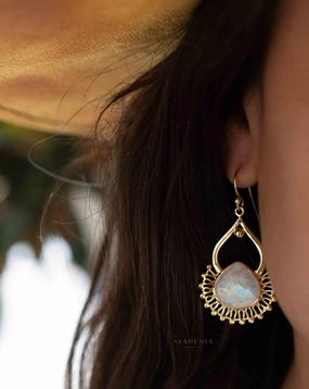 Moonstone 18k Gold Plated Earrings ~ ME185