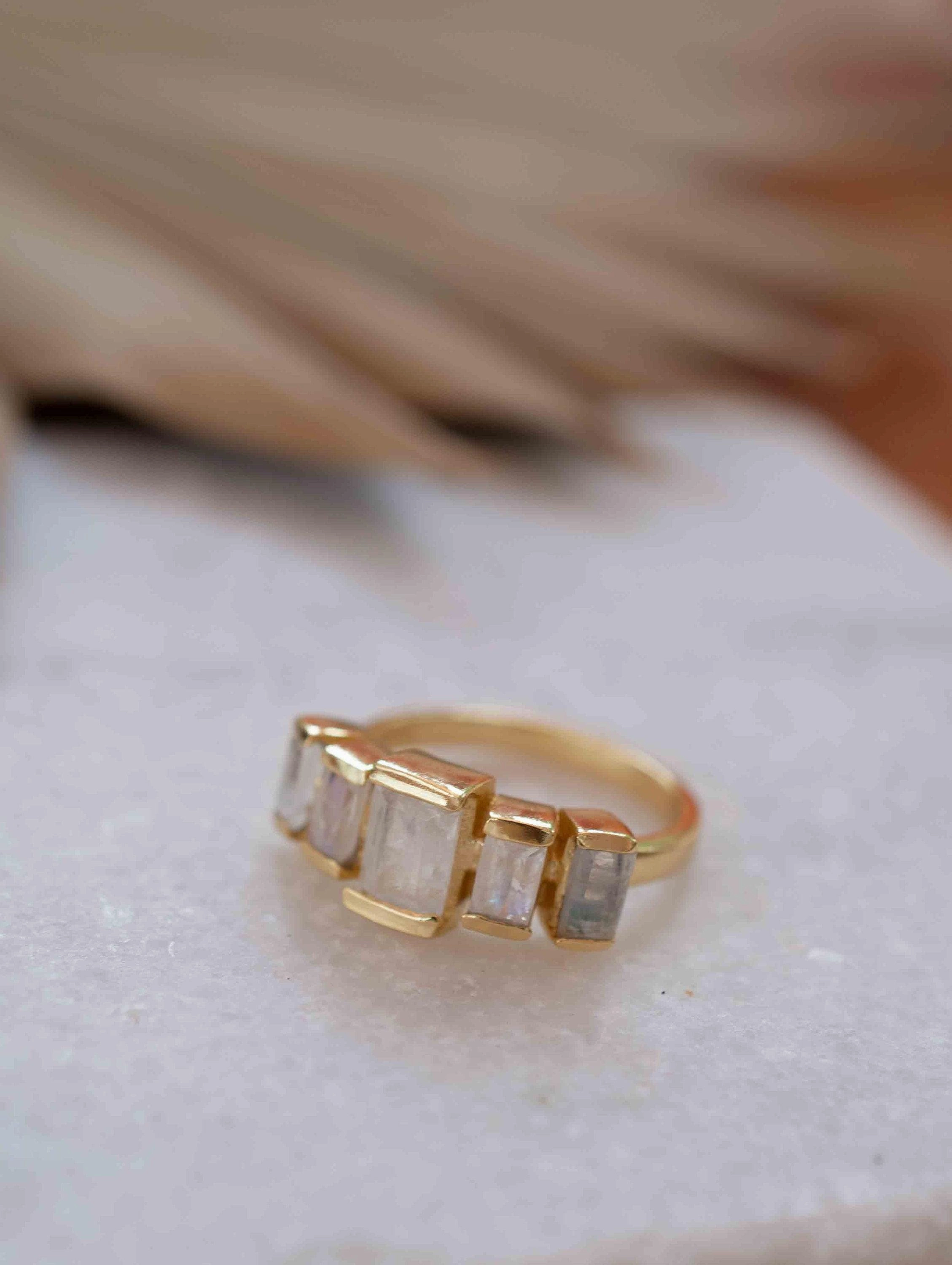 Moonstone ~ Ring ~ 18k Gold Plated  ~ MR318