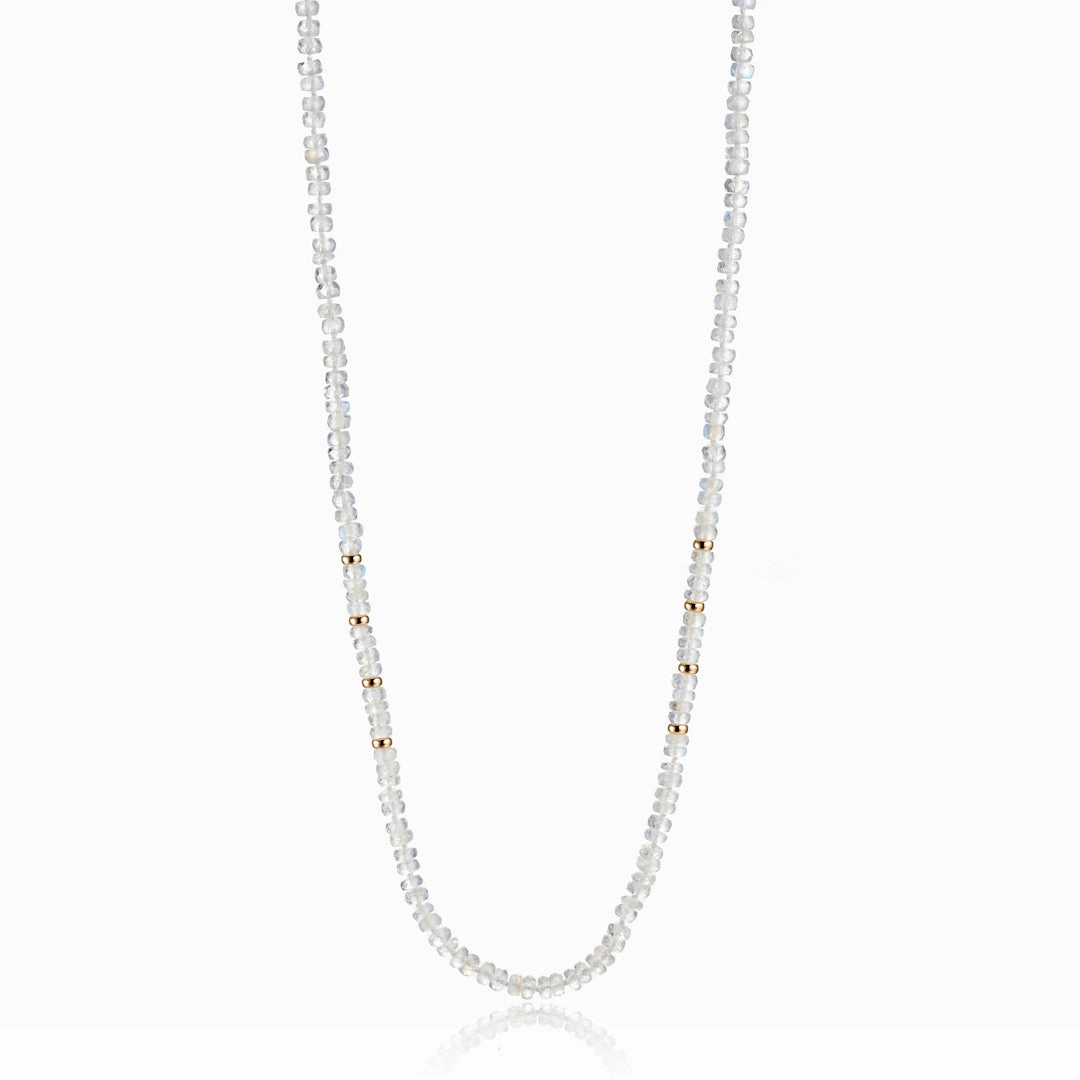 Moonstone & Gold Station Rope Necklace