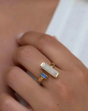 Moonstone & Labradorite ~ Ring ~ 18k Gold Plated ~ MR316