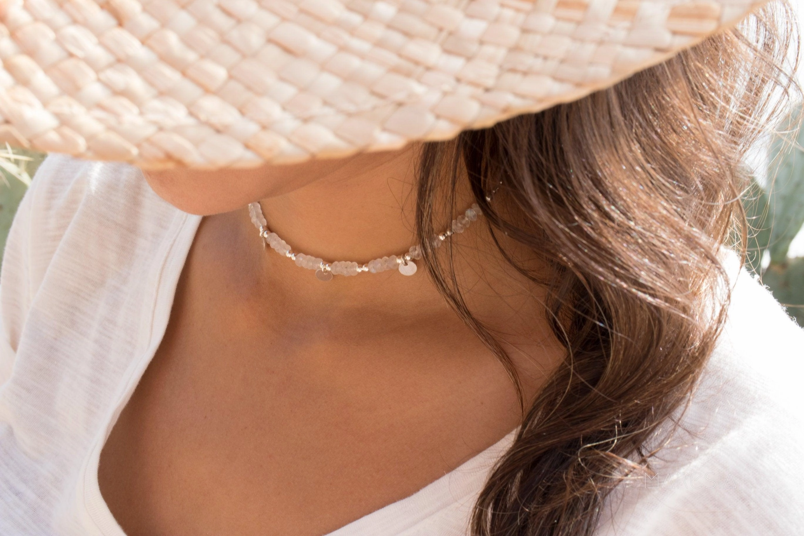 Moonstone Choker ~ Sterling Silver 925 or Gold Filled~MN016