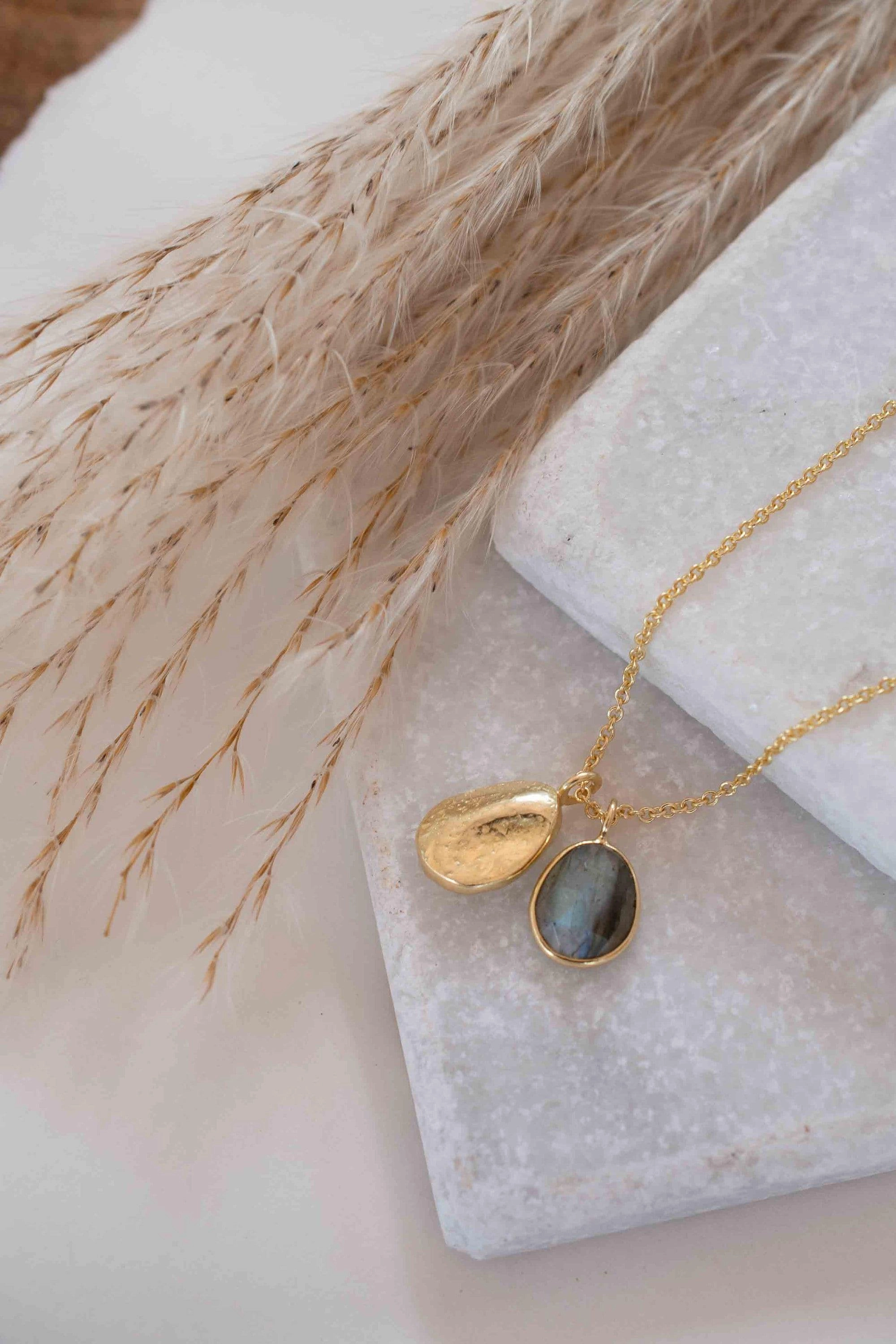 Moonstone, Copper Turquoise or Labradorite ~ Necklace ~ Gold plated 18k ~ MN113
