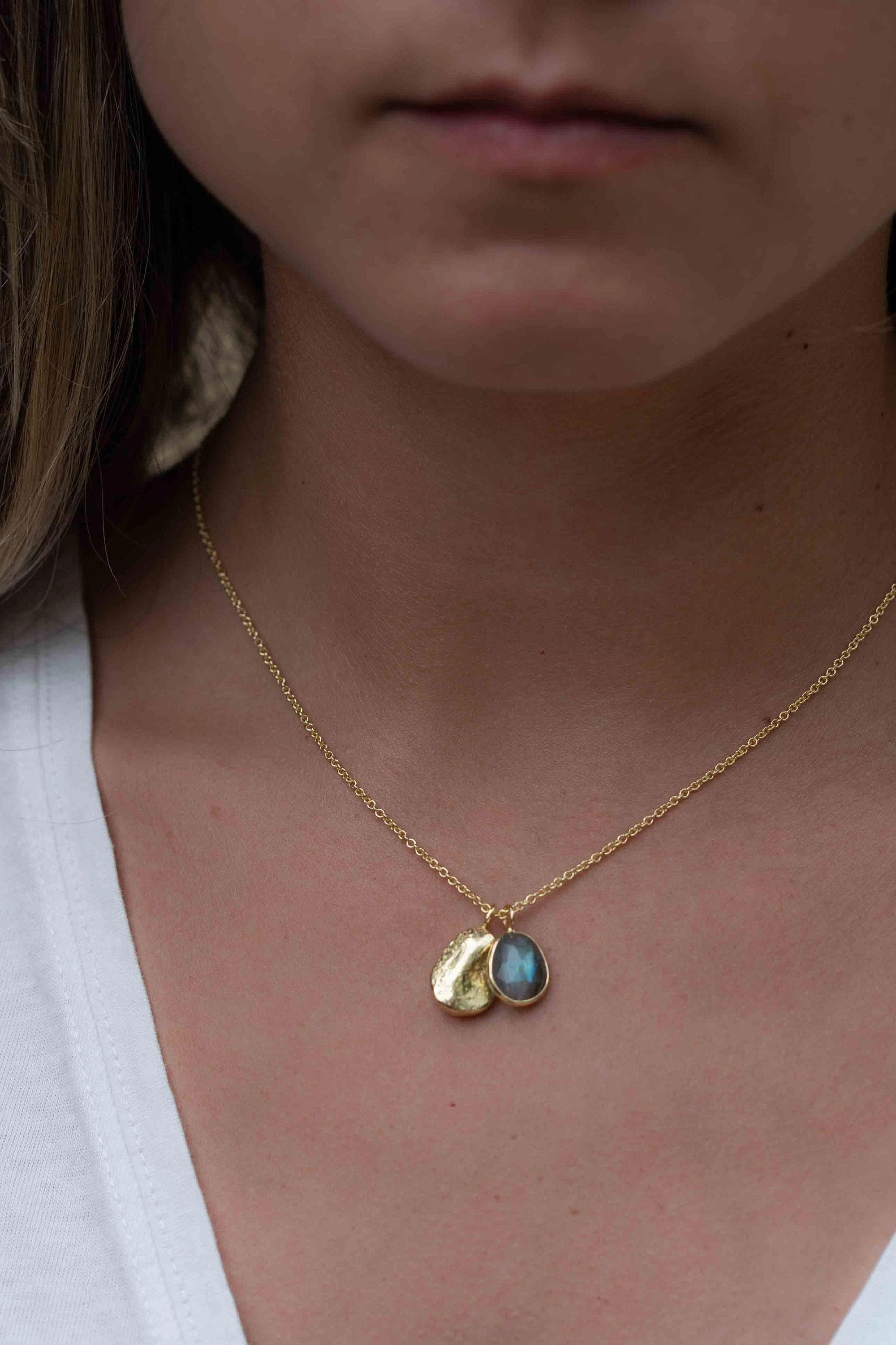 Moonstone, Copper Turquoise or Labradorite ~ Necklace ~ Gold plated 18k ~ MN113