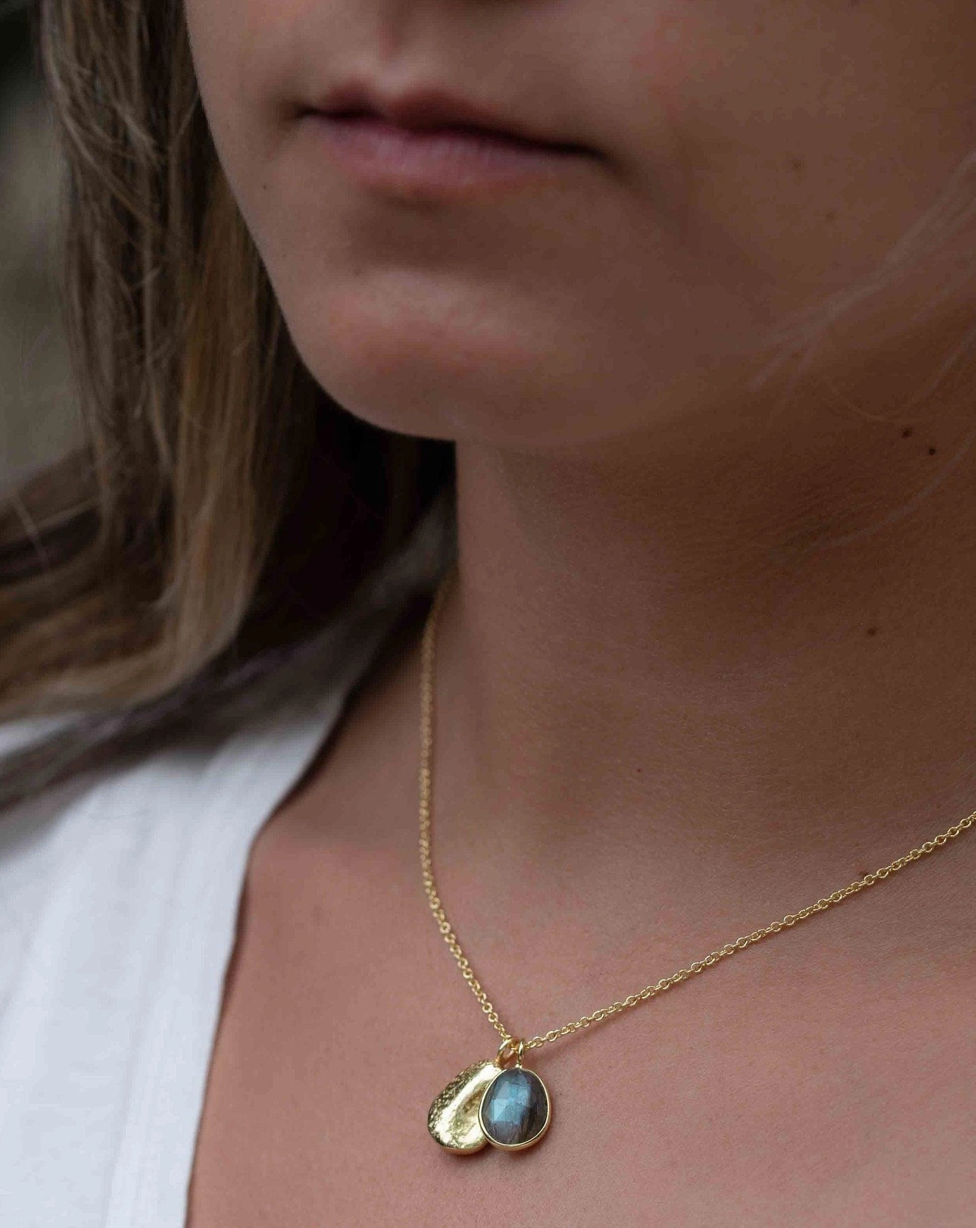 Moonstone, Copper Turquoise or Labradorite ~ Necklace ~ Gold plated 18k ~ MN113