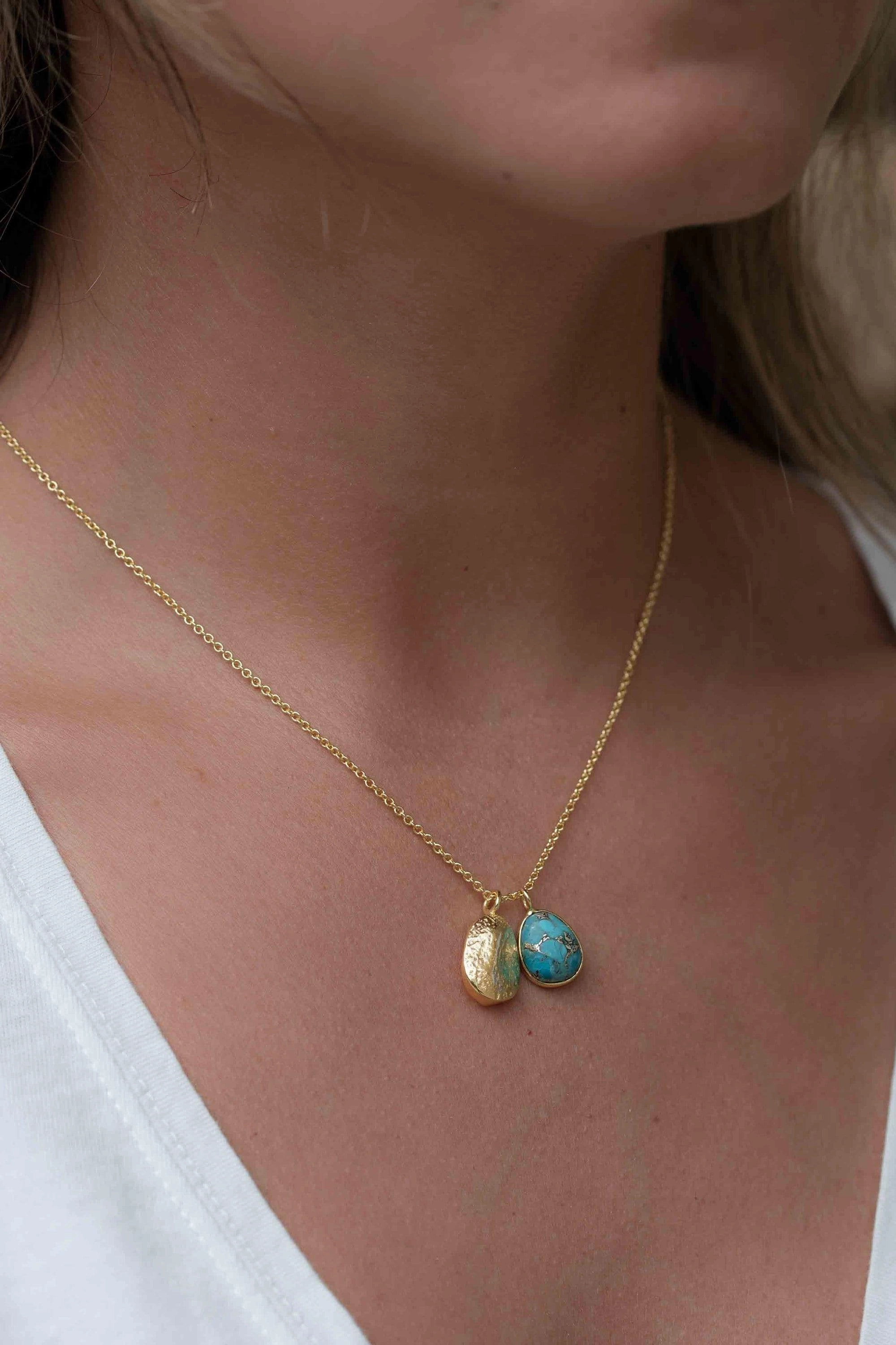 Moonstone, Copper Turquoise or Labradorite ~ Necklace ~ Gold plated 18k ~ MN113