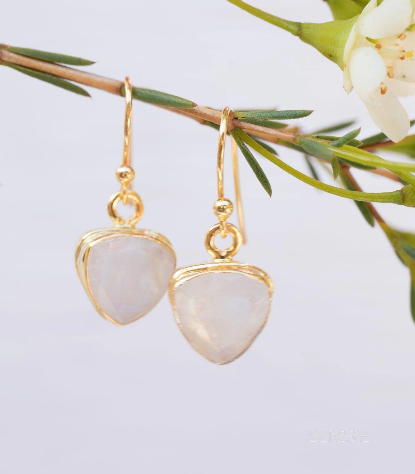 Moonstone Earrings ~ Gold Vermeil  ~ ME116