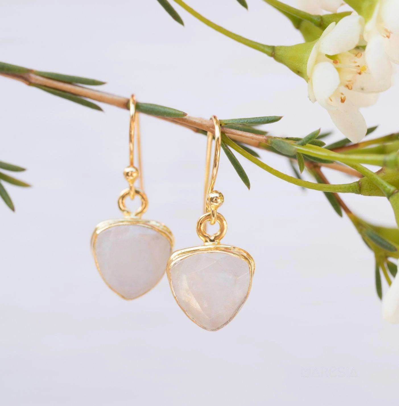 Moonstone Earrings ~ Gold Vermeil  ~ ME116
