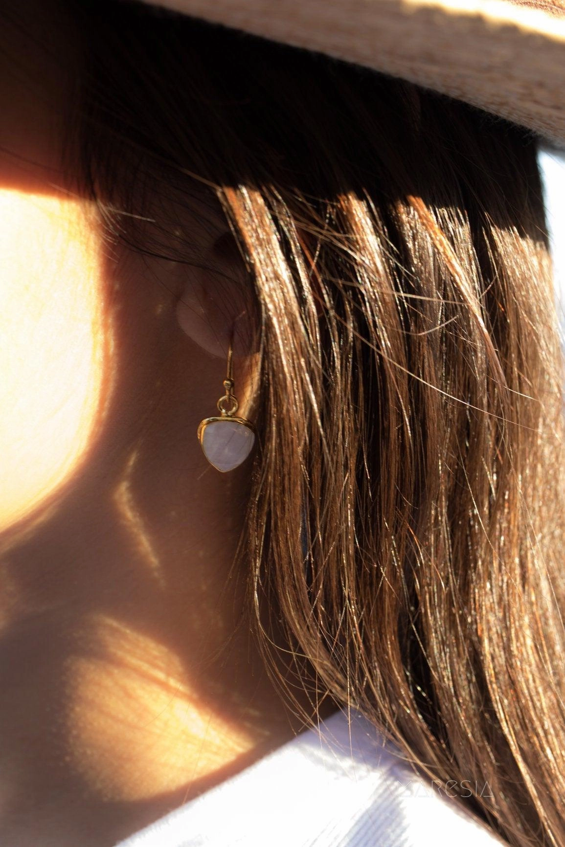 Moonstone Earrings ~ Gold Vermeil  ~ ME116