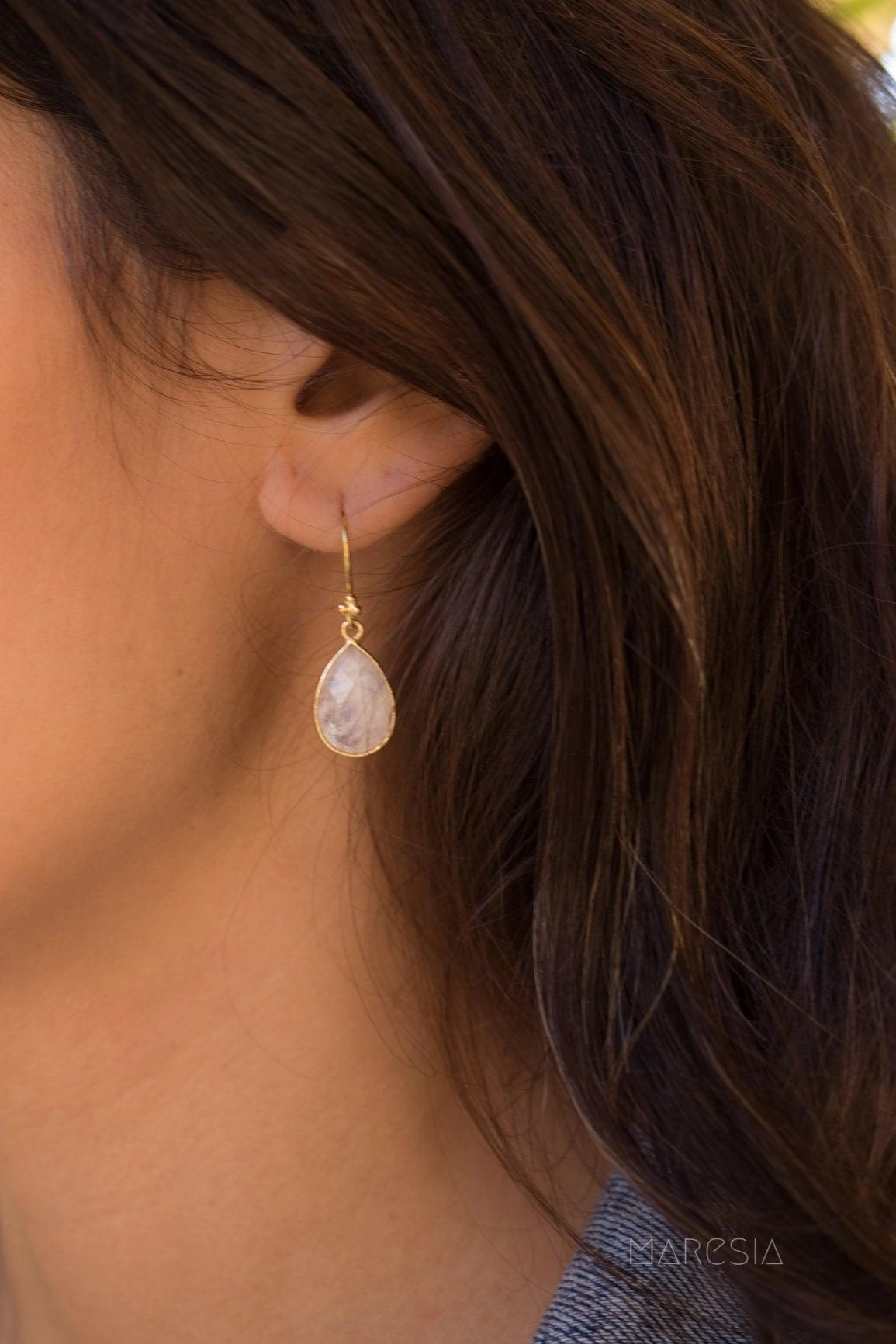 Moonstone Earrings ~ Gold Vermeil ~ME112