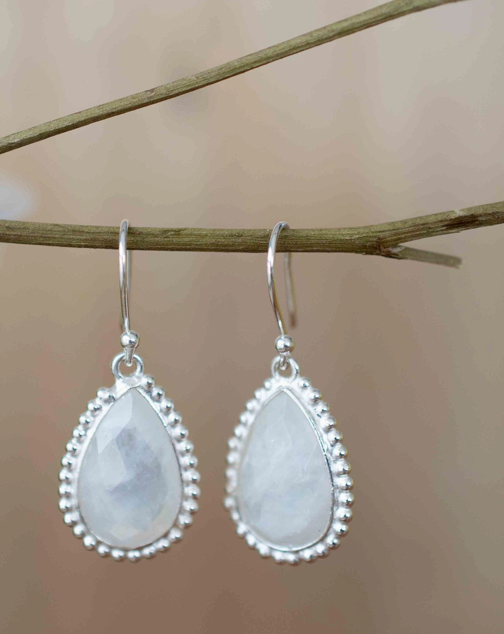 Moonstone Earrings ~ Sterling Silver 925 ~ ME195