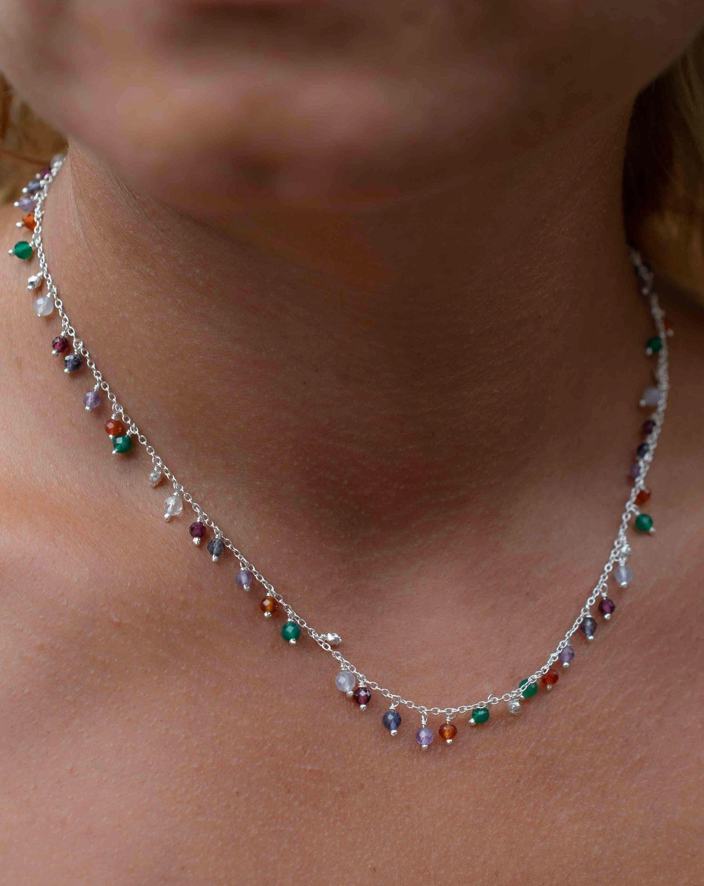 Moonstone, Garnet, Amethyst ~ Gold Vermeil or Sterling Silver ~ Choker ~ MN110
