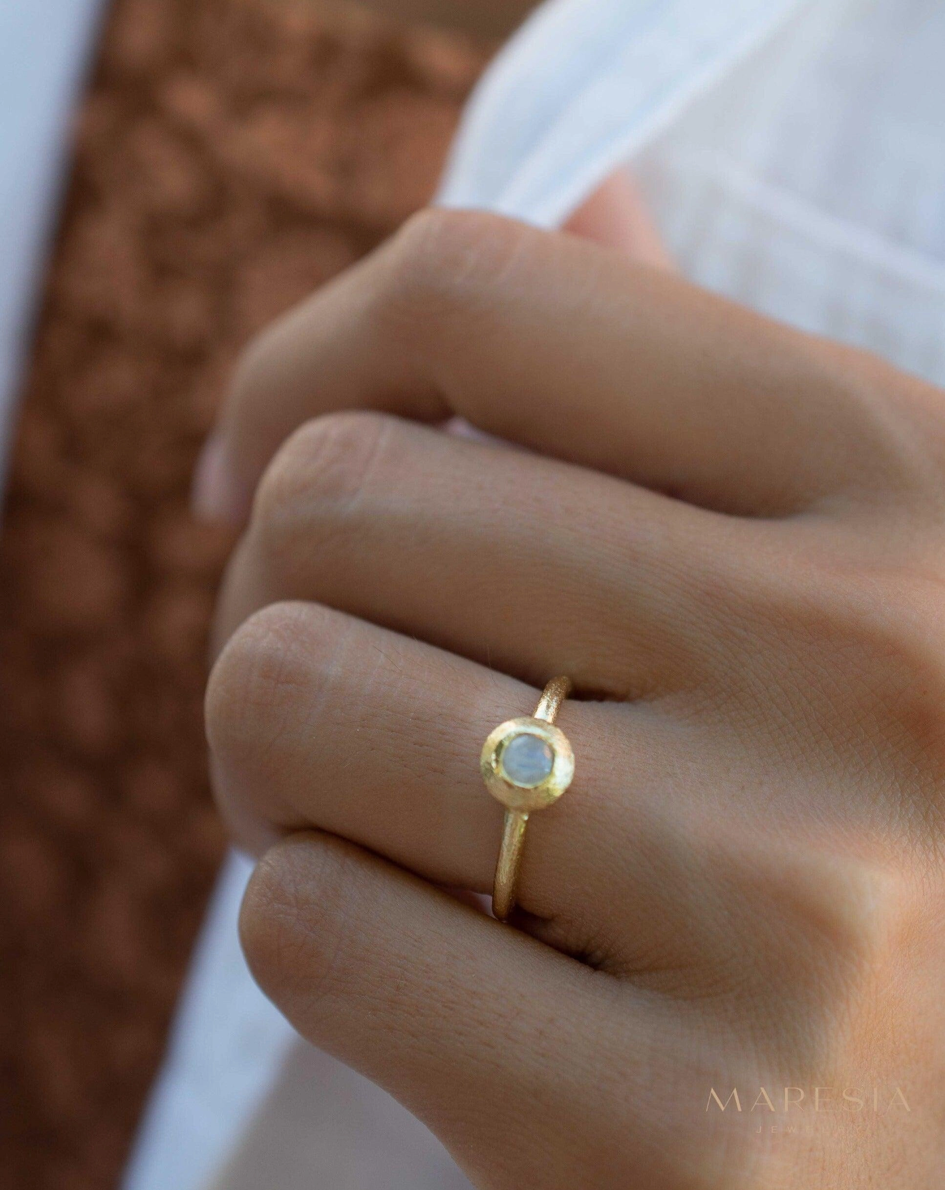 Moonstone Gold Ring ~ 18k Gold Plated ~ MR336