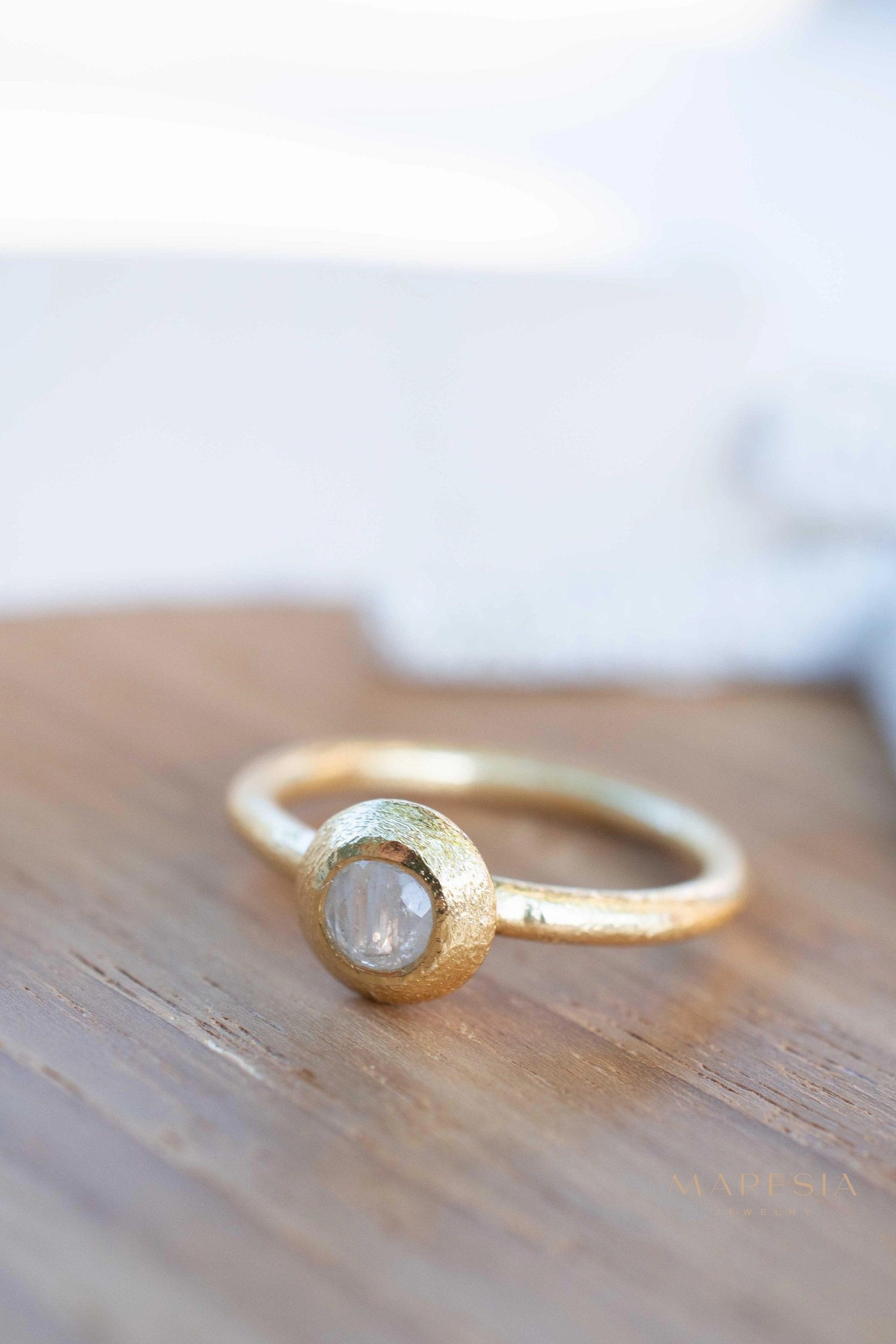 Moonstone Gold Ring ~ 18k Gold Plated ~ MR336