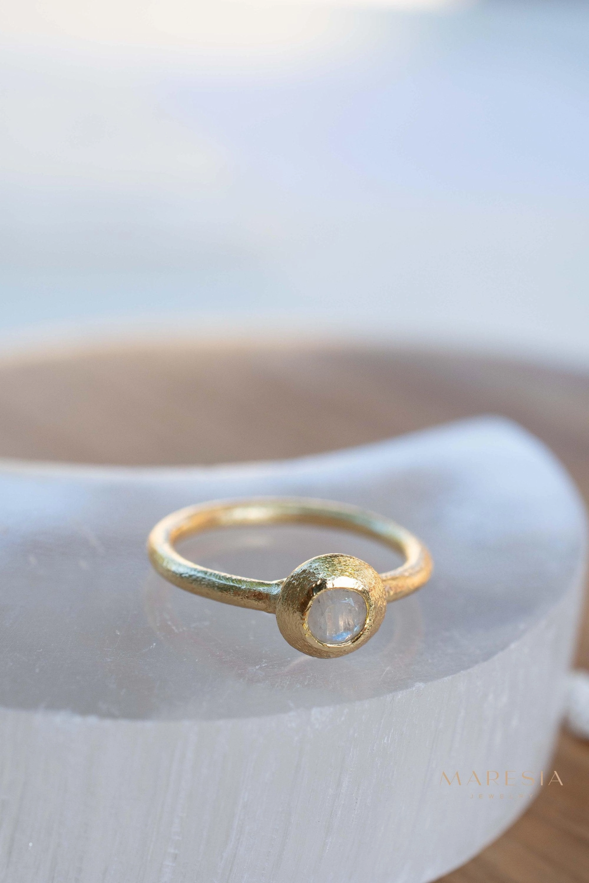 Moonstone Gold Ring ~ 18k Gold Plated ~ MR336