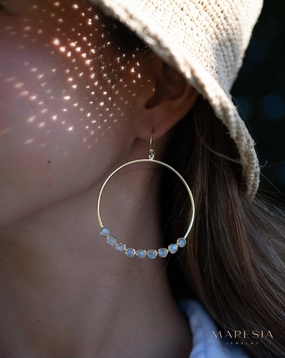 Moonstone Large Round 18k Gold Plated Earrings ~ ME211