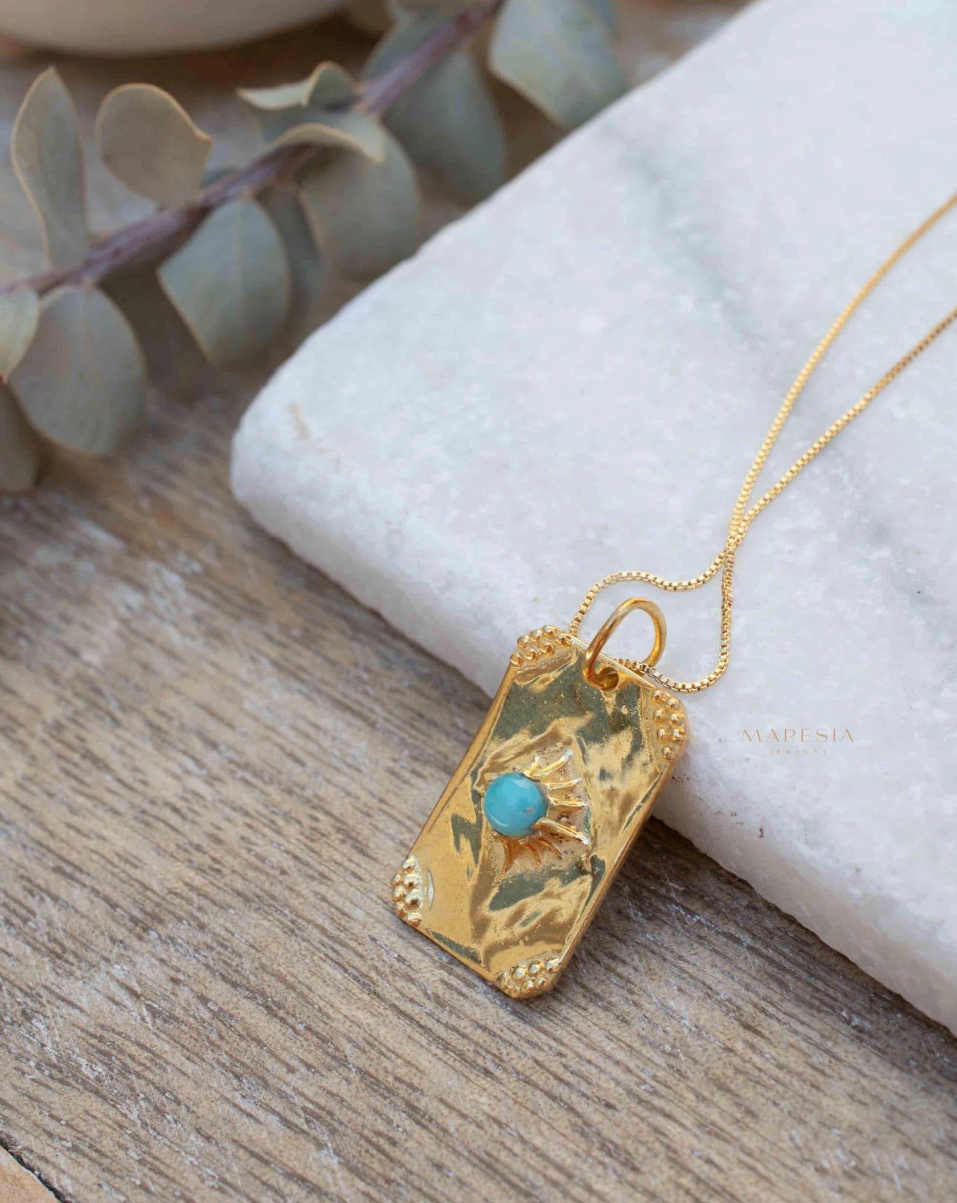 Moonstone, Larimar or Turquoise Necklace ~ Pendant ~ Gold Plated  ~ MN146
