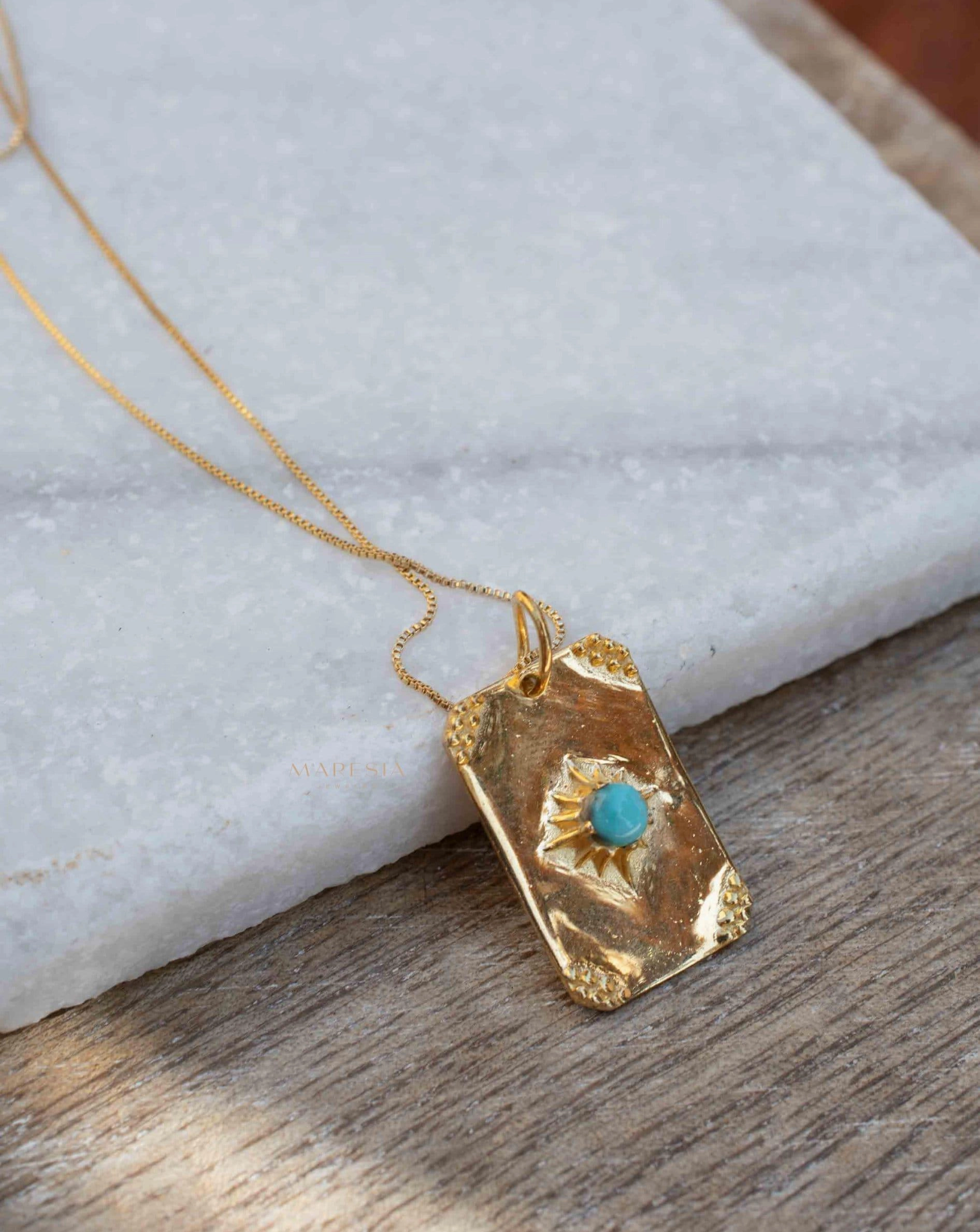 Moonstone, Larimar or Turquoise Necklace ~ Pendant ~ Gold Plated  ~ MN146