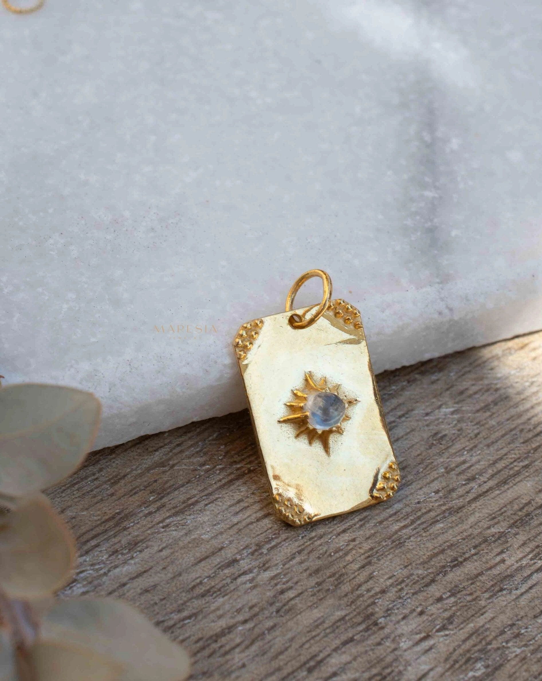 Moonstone, Larimar or Turquoise Necklace ~ Pendant ~ Gold Plated  ~ MN146