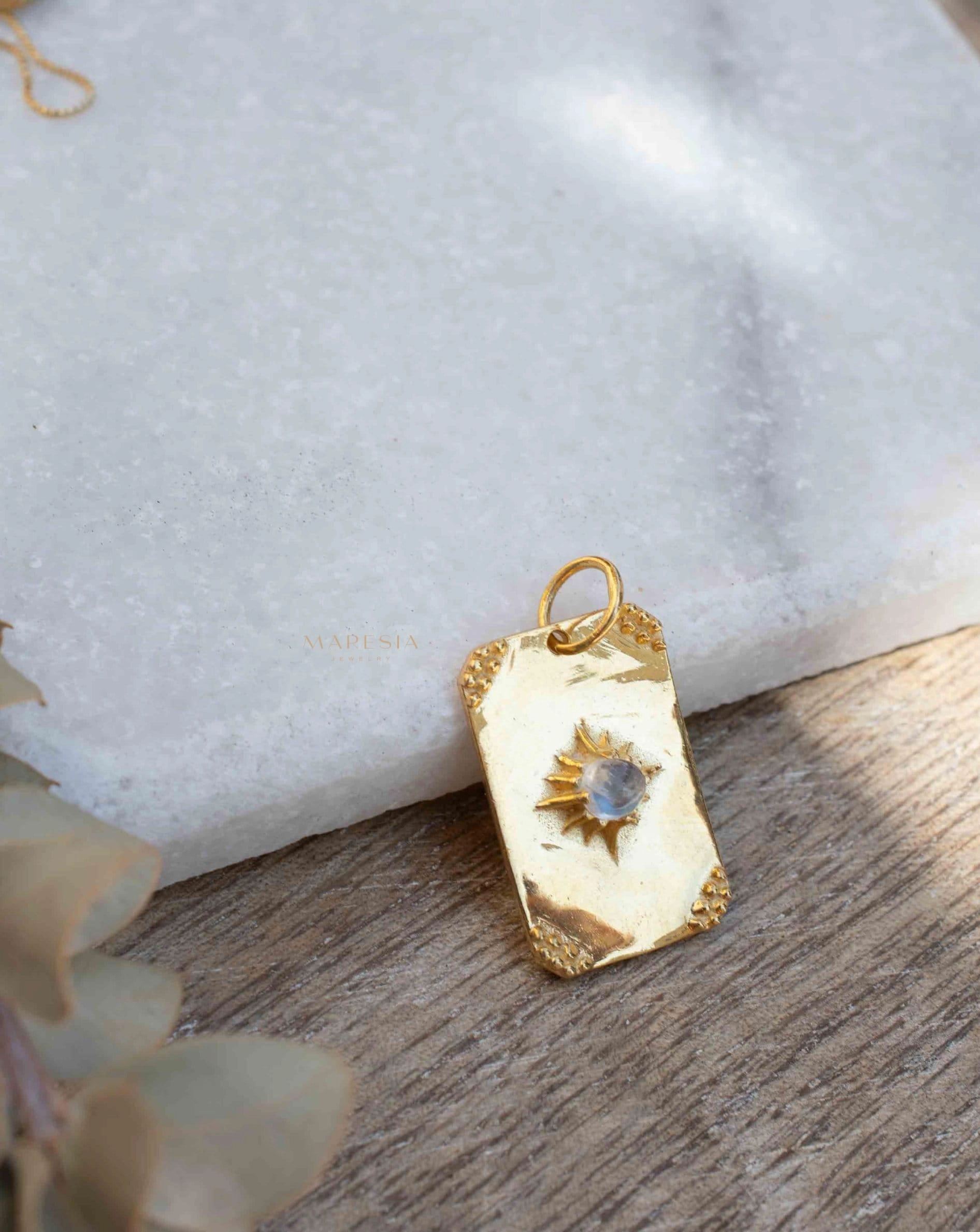 Moonstone, Larimar or Turquoise Necklace ~ Pendant ~ Gold Plated  ~ MN146