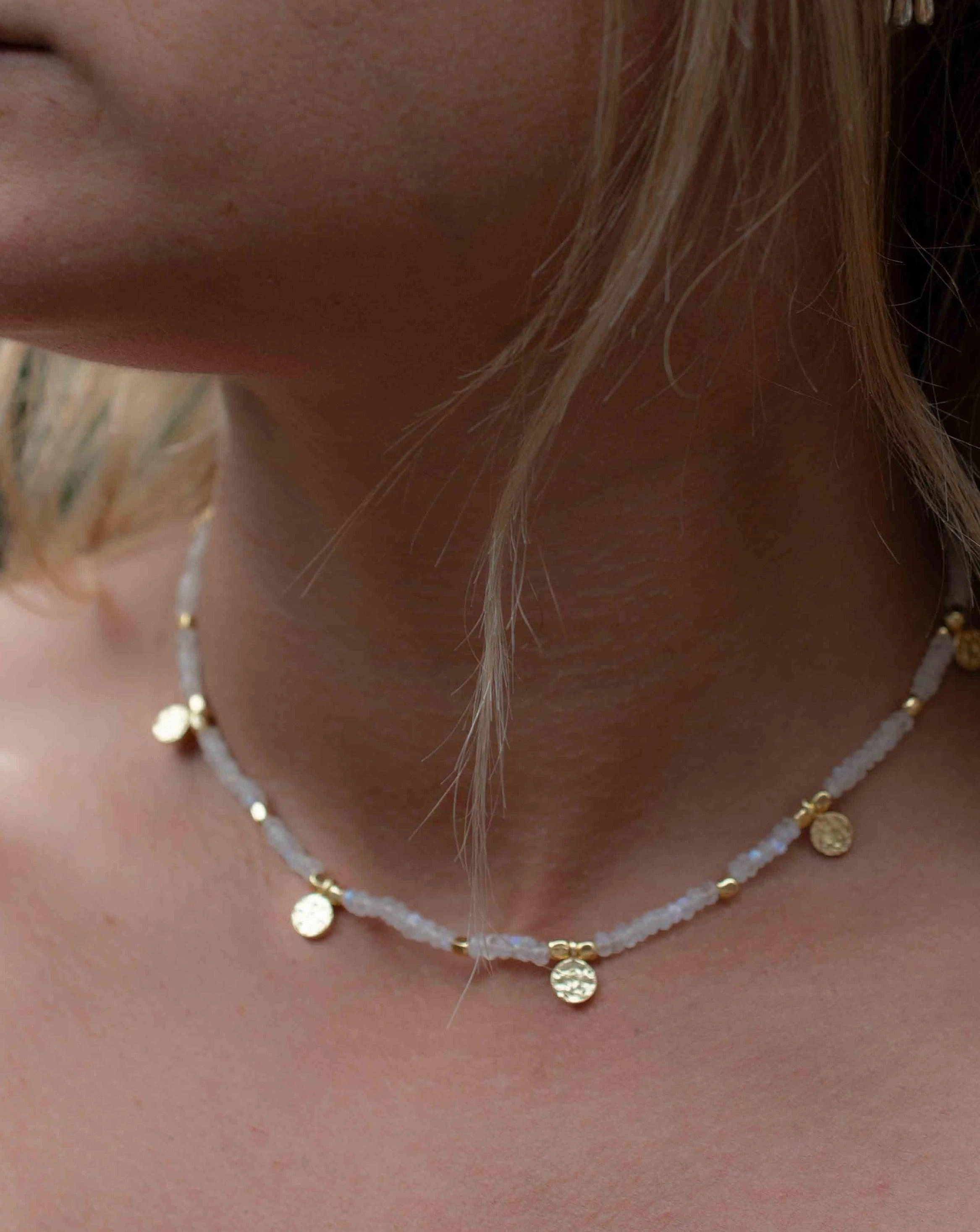 Moonstone Necklace ~ Gold Plated 18k ~ Choker ~ MN106