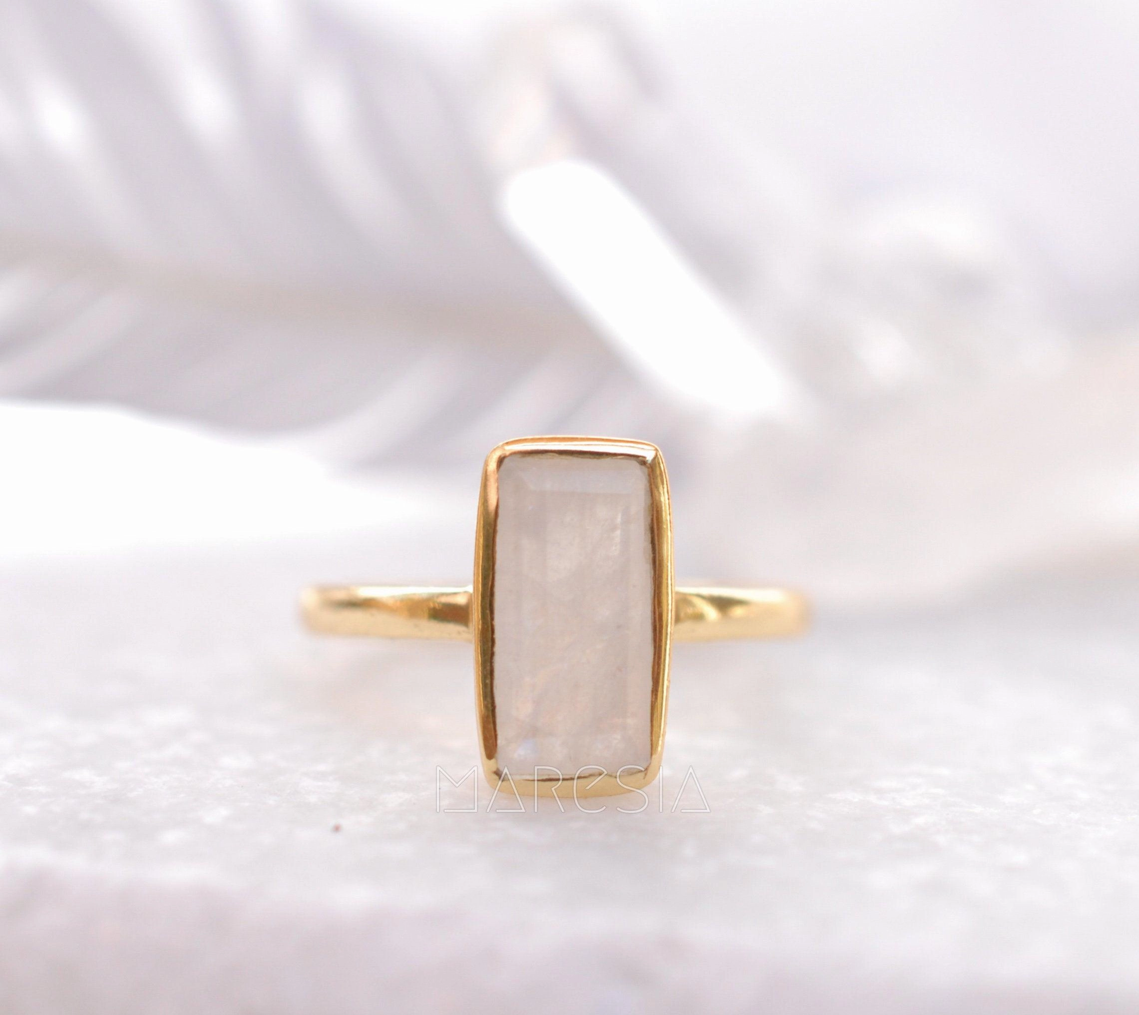 Moonstone Ring ~ 18k Gold Plated ~ MR023