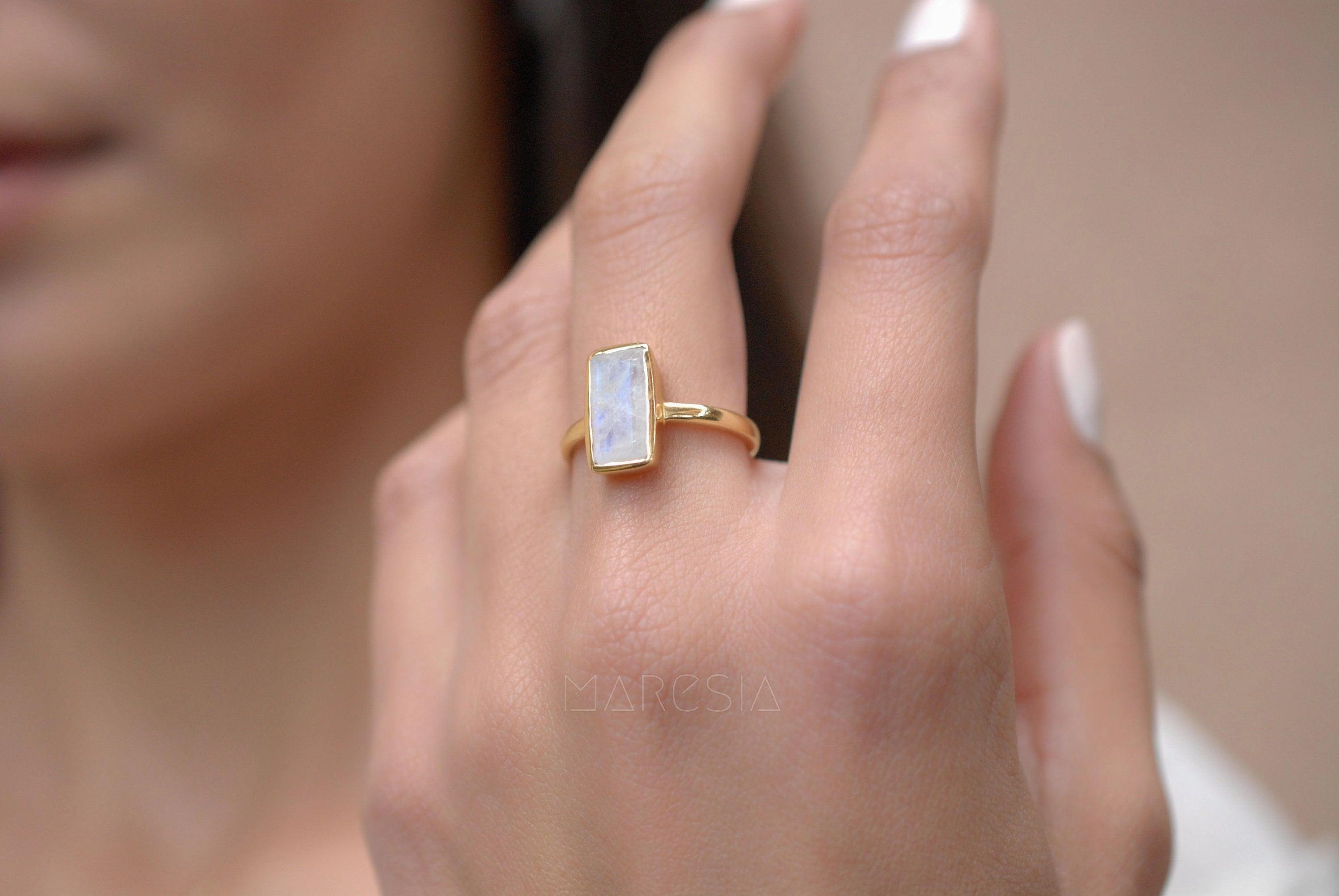 Moonstone Ring ~ 18k Gold Plated ~ MR023