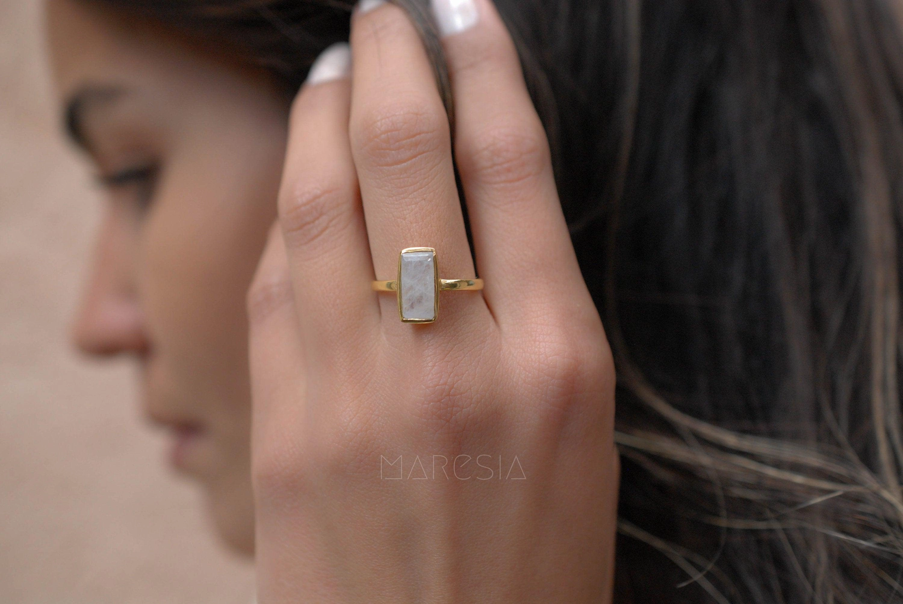 Moonstone Ring ~ 18k Gold Plated ~ MR023