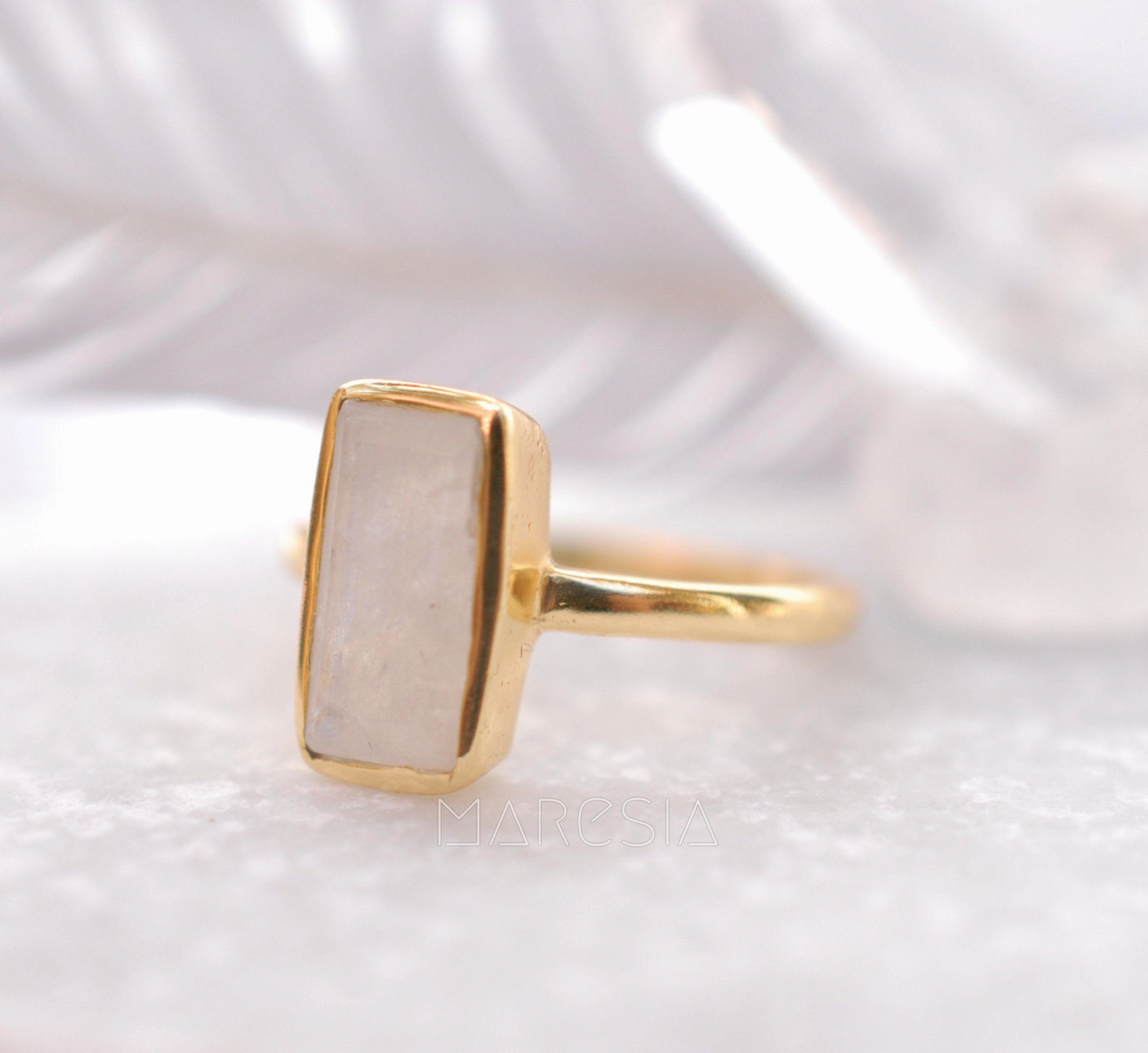 Moonstone Ring ~ 18k Gold Plated ~ MR023