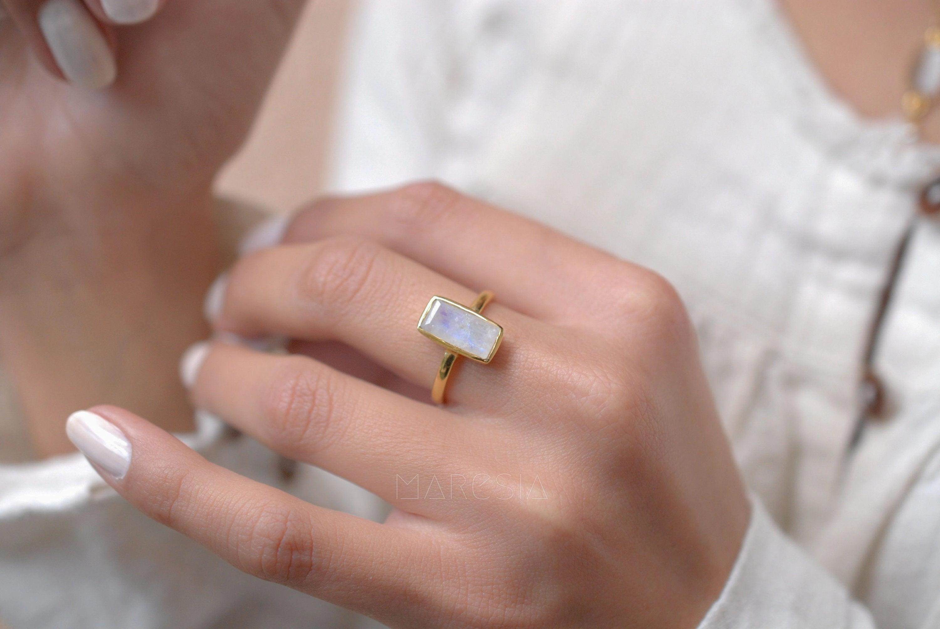 Moonstone Ring ~ 18k Gold Plated ~ MR023