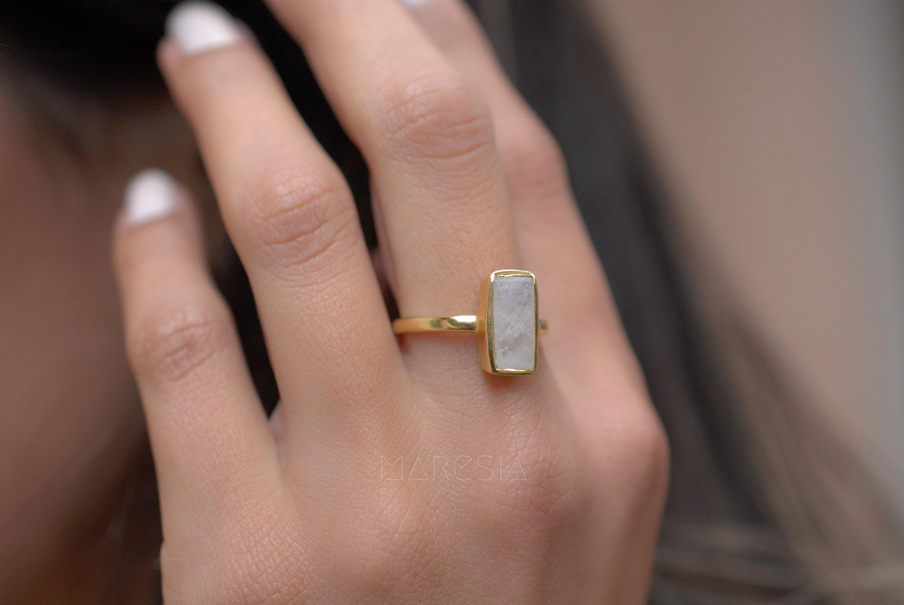 Moonstone Ring ~ 18k Gold Plated ~ MR023