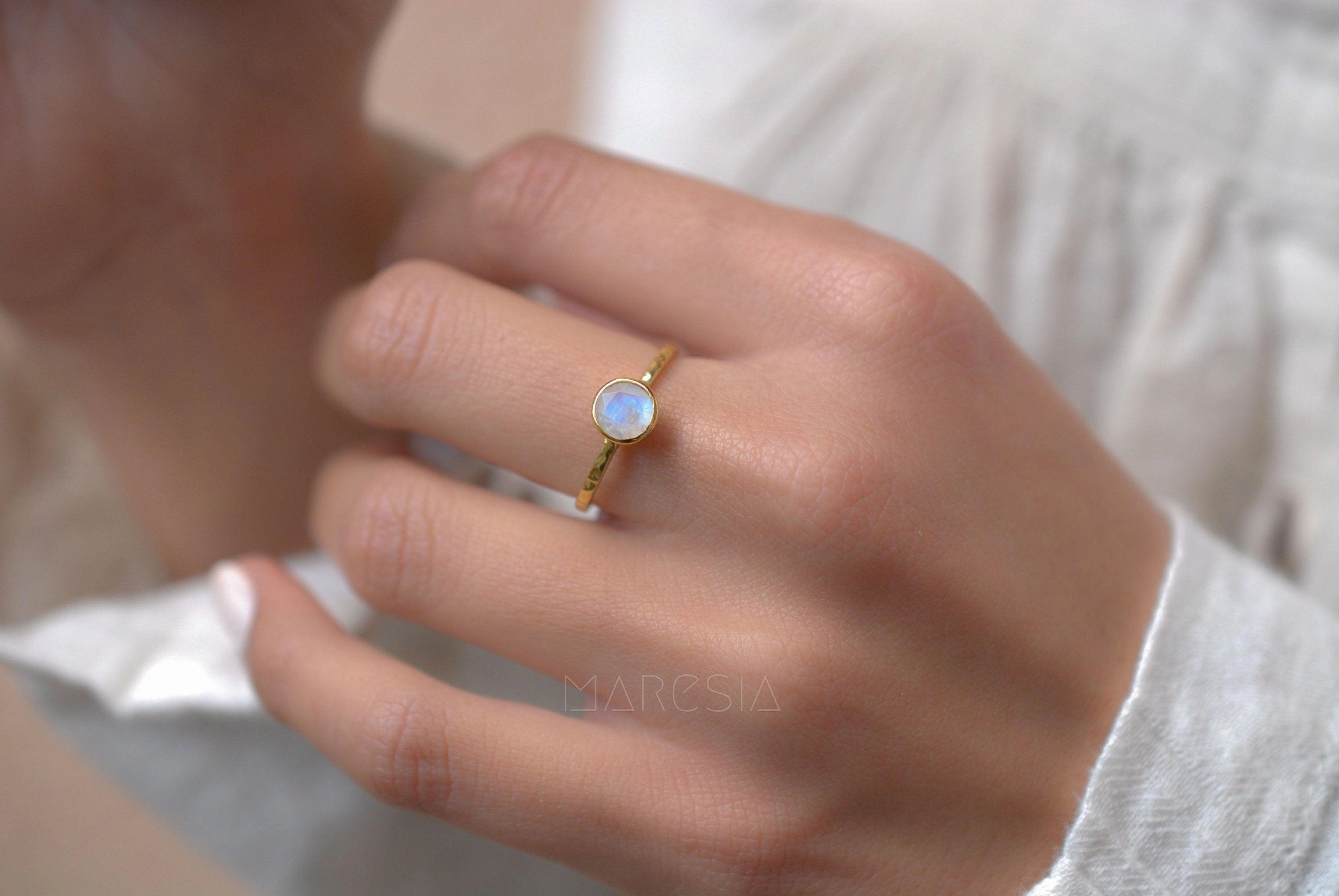 Moonstone Ring ~ 18k Gold Plated ~MR101A