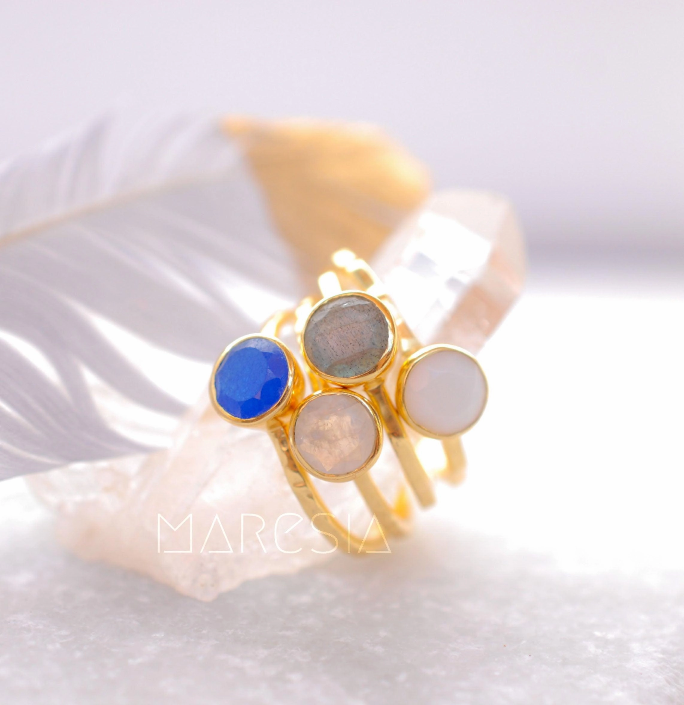 Moonstone Ring ~ 18k Gold Plated ~MR101A