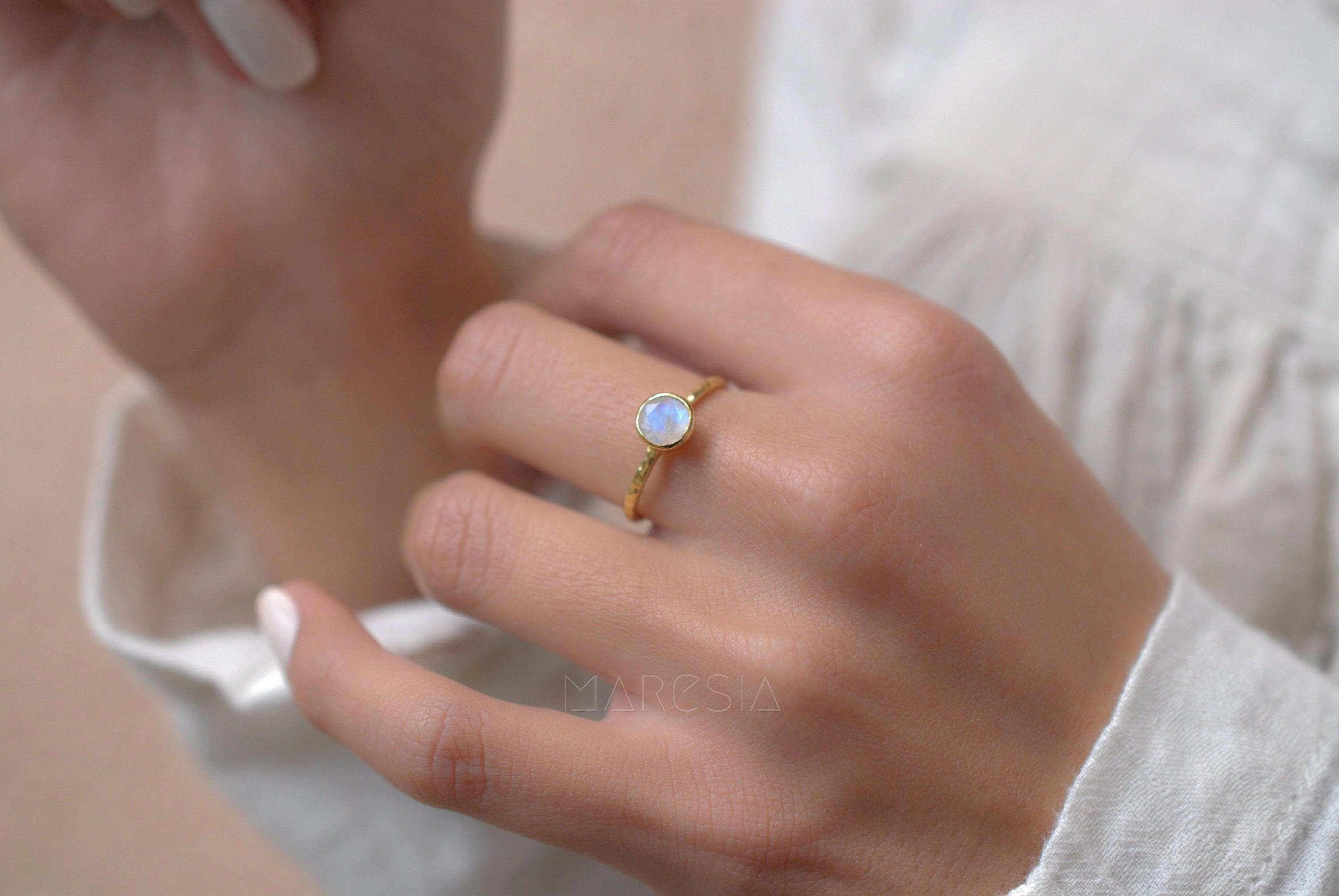 Moonstone Ring ~ 18k Gold Plated ~MR101A