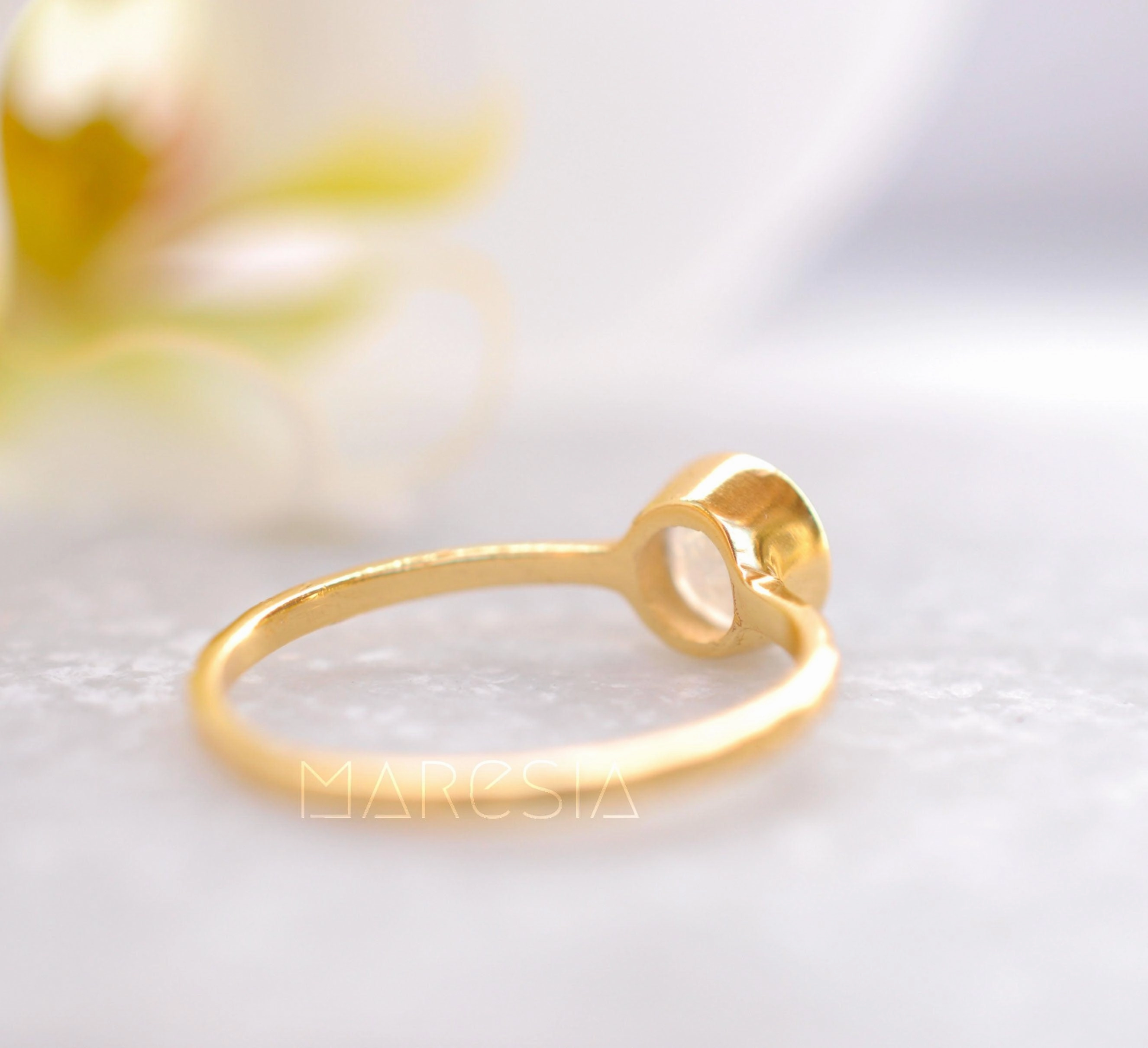 Moonstone Ring ~ 18k Gold Plated ~MR101A