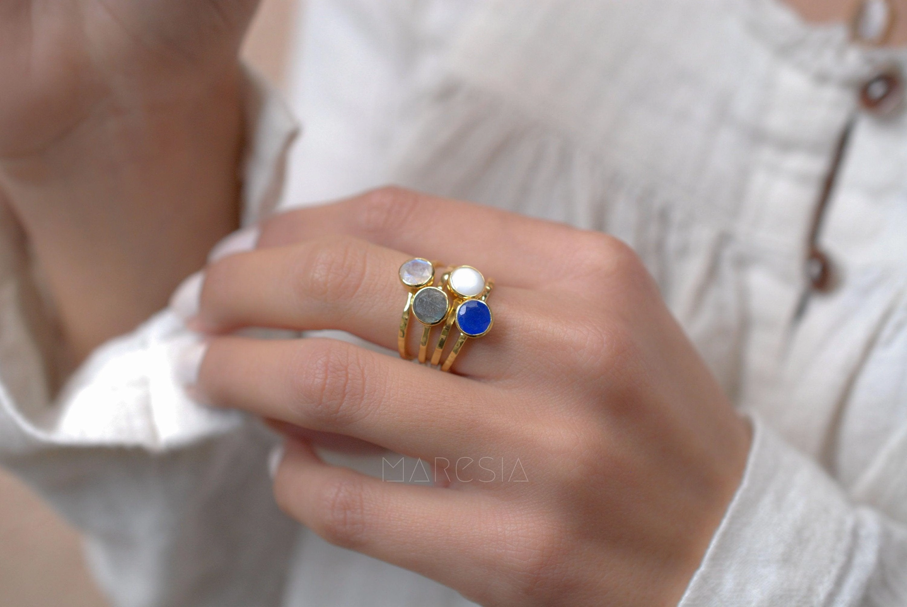 Moonstone Ring ~ 18k Gold Plated ~MR101A