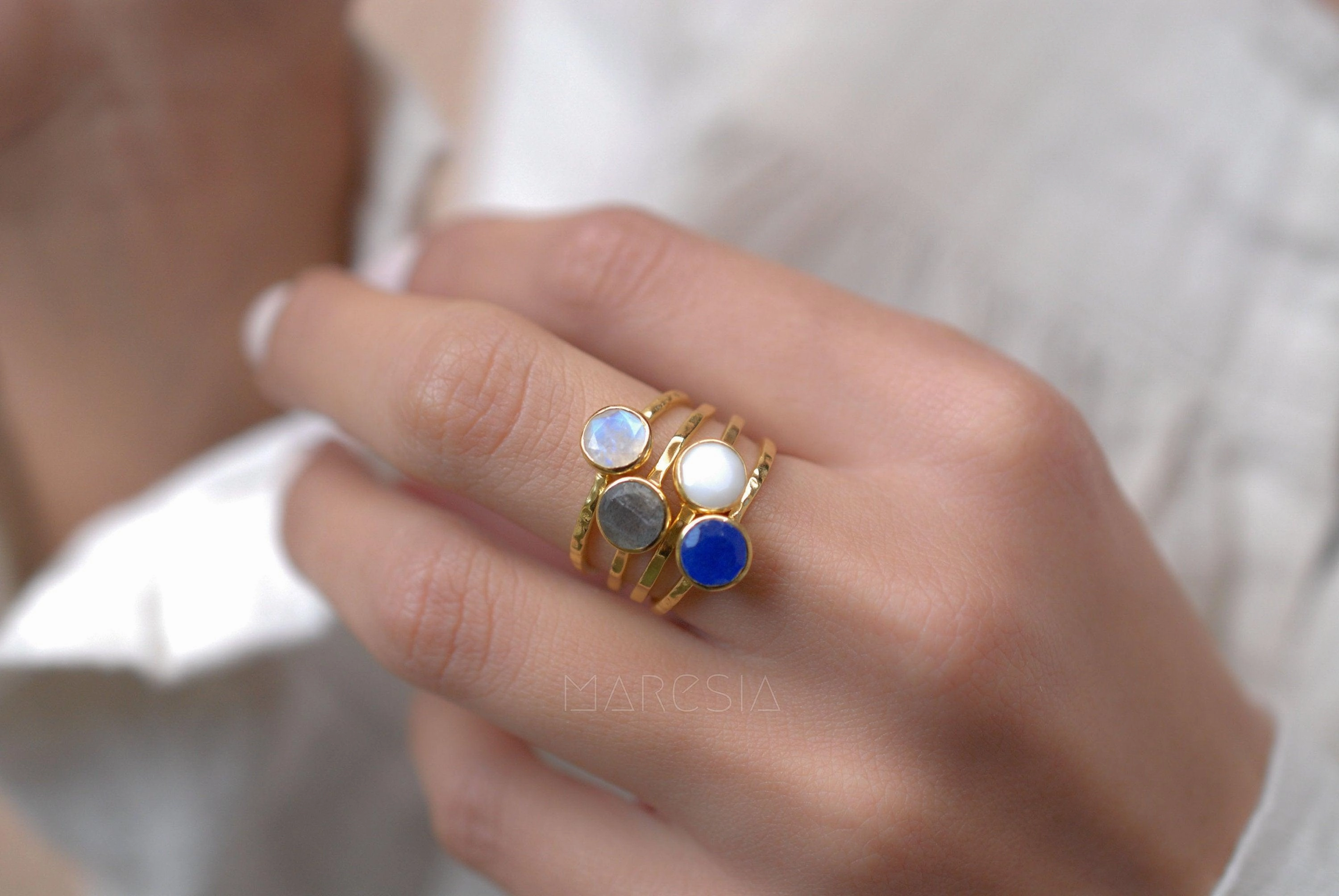 Moonstone Ring ~ 18k Gold Plated ~MR101A