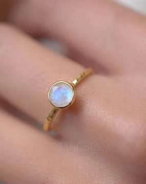Moonstone Ring ~ 18k Gold Plated ~MR101A