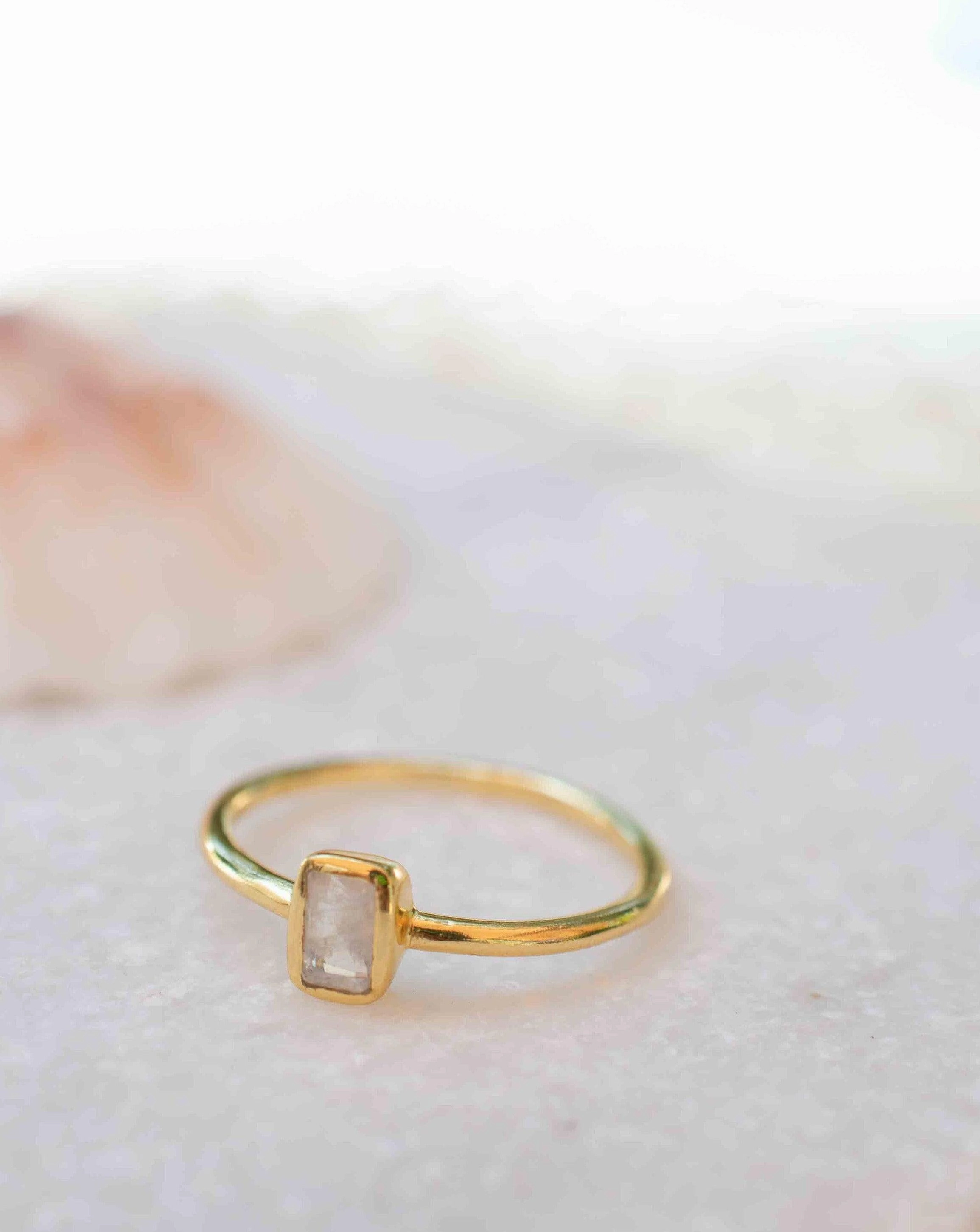 Moonstone Ring ~ Rectangular Stone ~ 18k Gold Plated ~ MR319