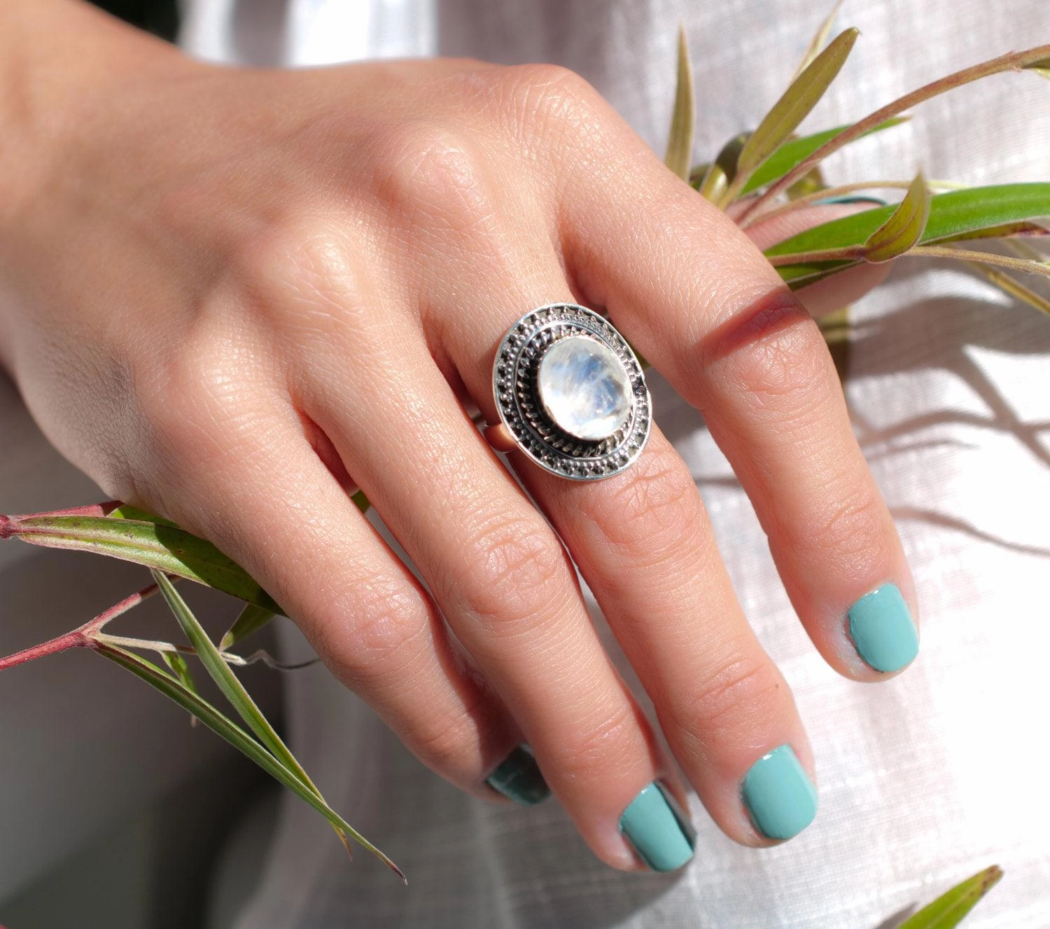 Moonstone Ring ~ Sterling Silver 925 ~ MR024