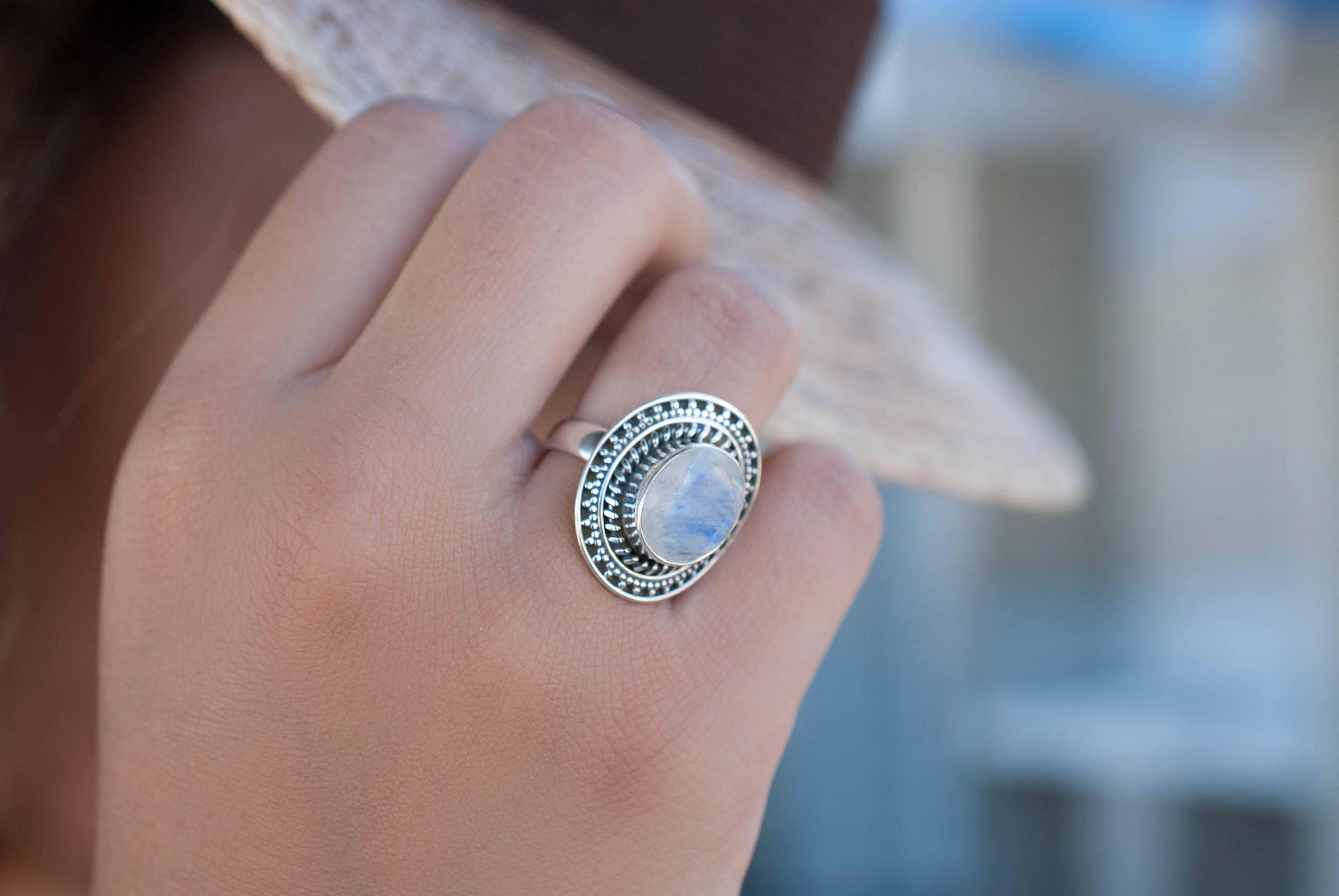 Moonstone Ring ~ Sterling Silver 925 ~ MR024