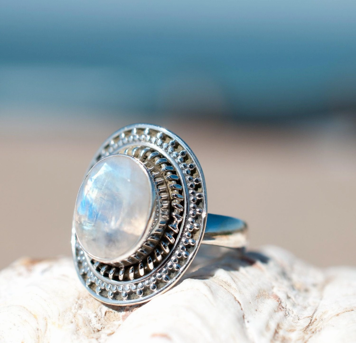Moonstone Ring ~ Sterling Silver 925 ~ MR024