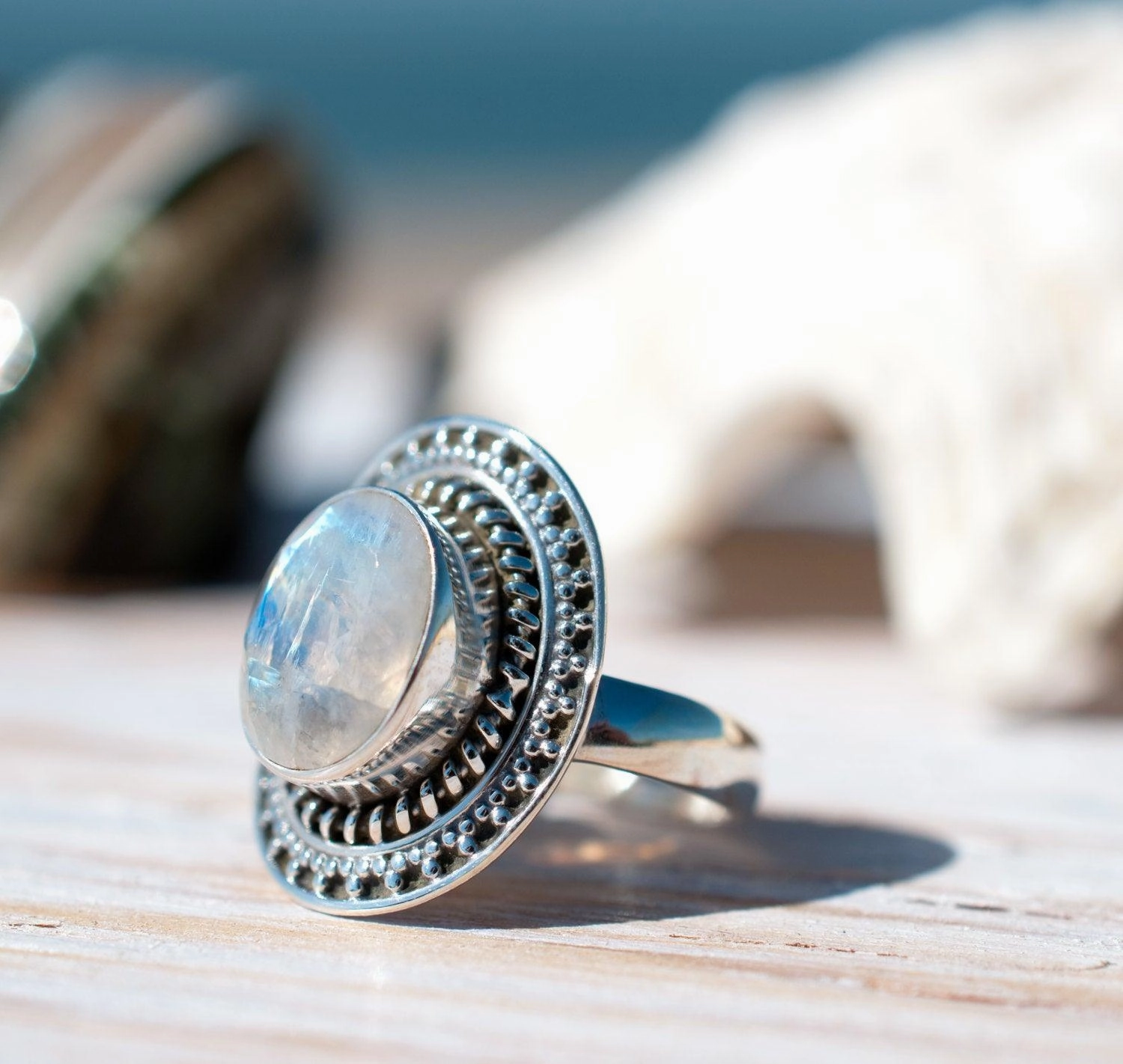 Moonstone Ring ~ Sterling Silver 925 ~ MR024