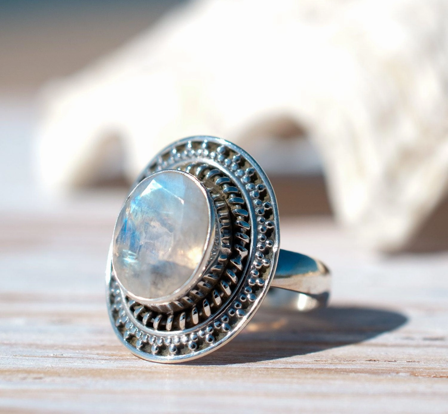 Moonstone Ring ~ Sterling Silver 925 ~ MR024