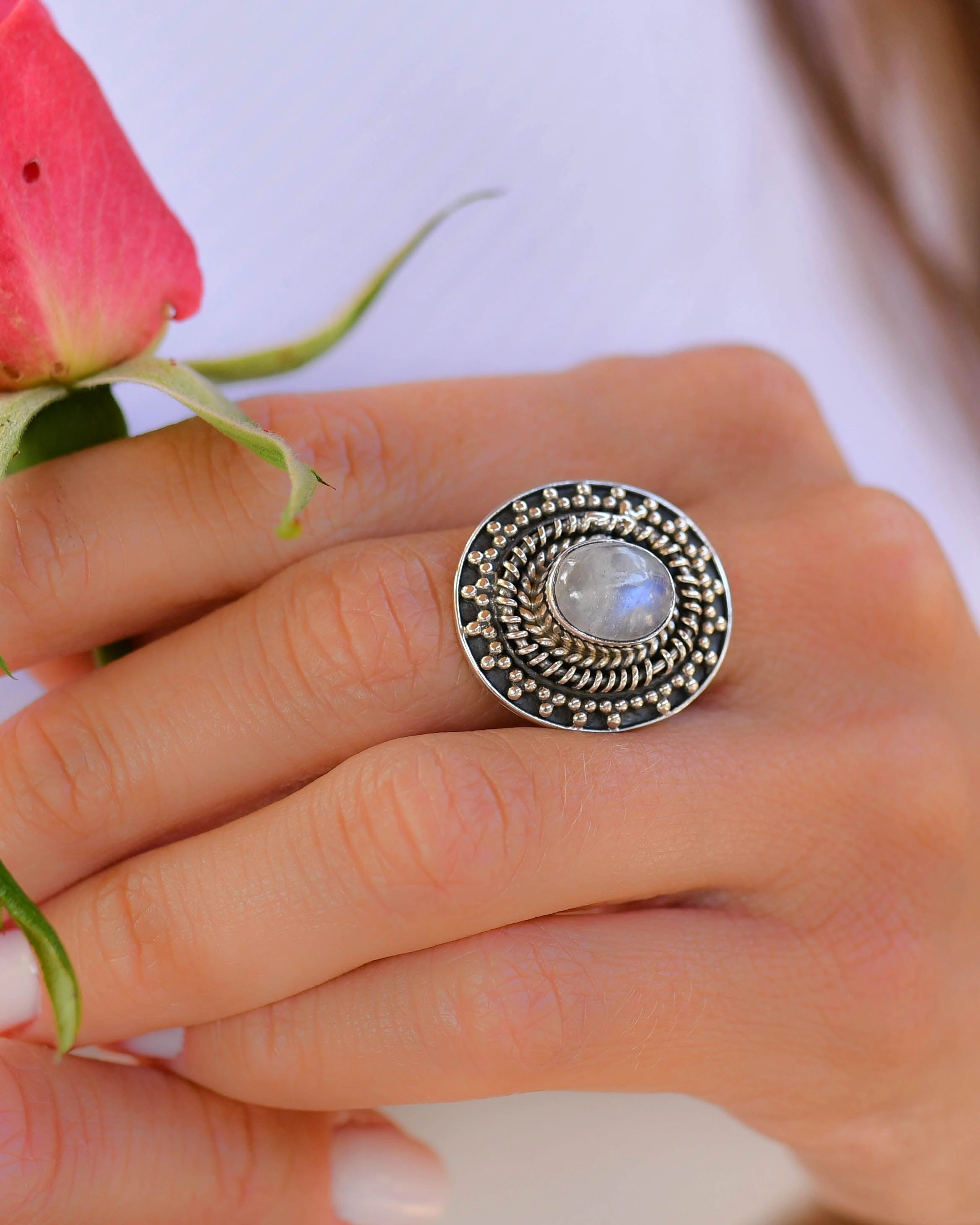 Moonstone Ring ~Sterling Silver 925 ~ MR220