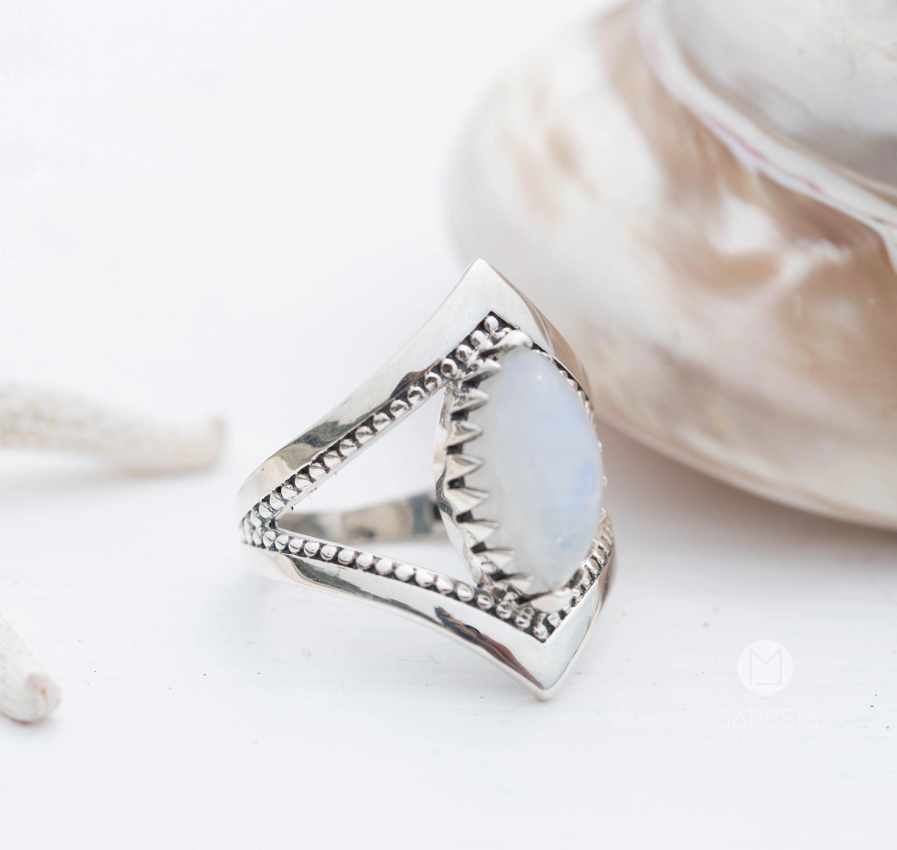 Moonstone Ring~ Sterling Silver 925 ~ MR250