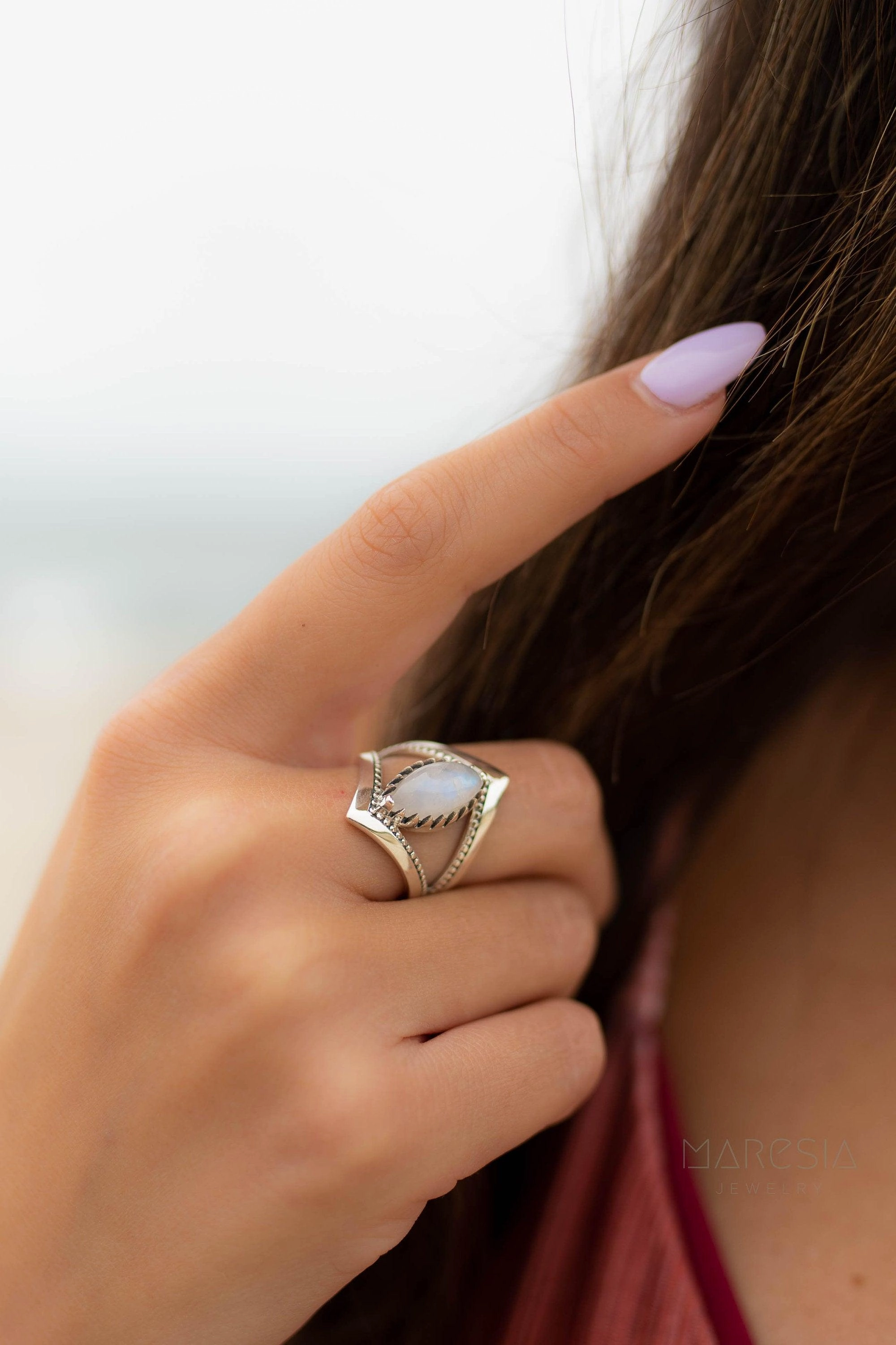 Moonstone Ring~ Sterling Silver 925 ~ MR250