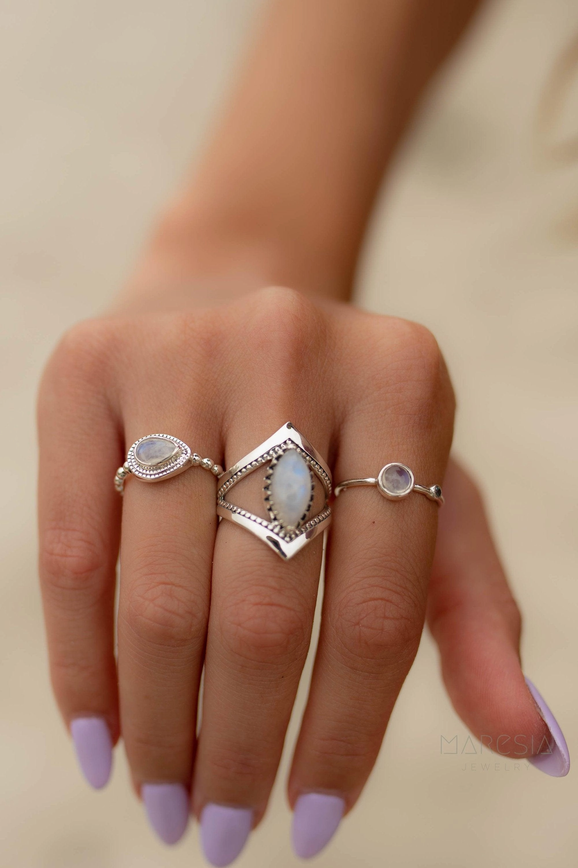 Moonstone Ring~ Sterling Silver 925 ~ MR250
