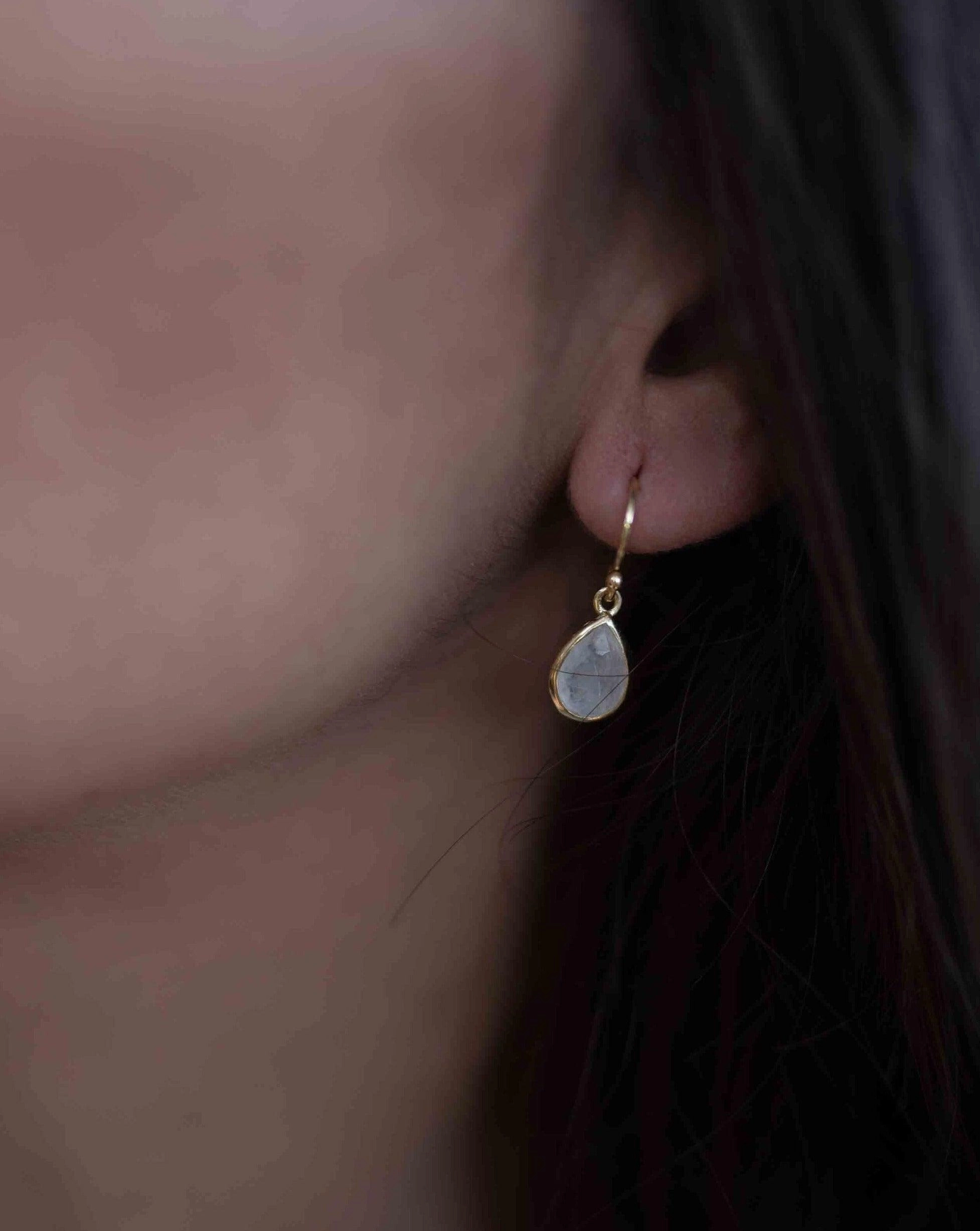 Moonstone Tear Drop Earrings ~ Gold Plated ~ ME188
