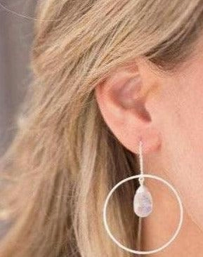 Moonstone Threader Earrings ~ Silver Plated~ME101