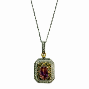 Morganite and Diamond Pendant Necklace